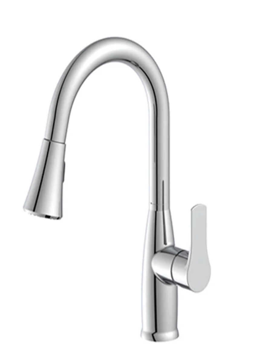 MAINLINE NT137 CP POL CHROME NITRUX 1.5 GPM 1H DM SGL METAL LEVER HDL KITCHEN FCT W/ PULL DOWN CERAMIC DISC CARTRIDGE ADA APPROVED L D FREE