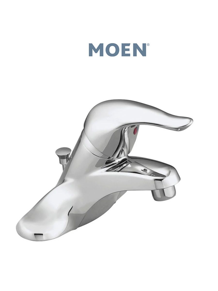 MOEN L4621 CHAT U CHROME 1.2 GPM 3H CENTERSET DM SGL LEVER HDL BATH FCT W/ POP UP DRAIN