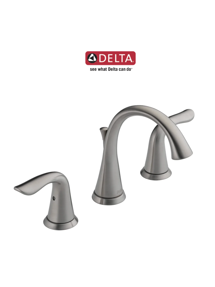 DELTA 3538 SSMPU DST LAHARA STAINLESS 1.2 GPM 3H 8 IN. WS DM DBL LEVER HDL BATH FCT W/ POP UP DRAIN