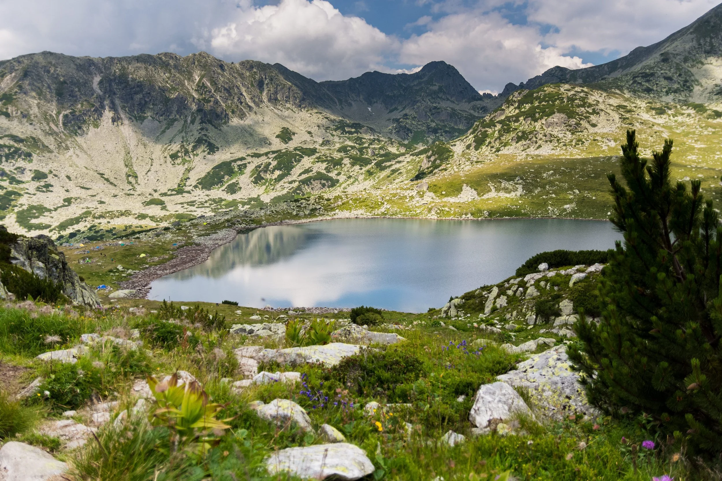 Lake Bucura, the largest glacial lake in Romania, in Retezat National Park in the Carpathian Mountains.