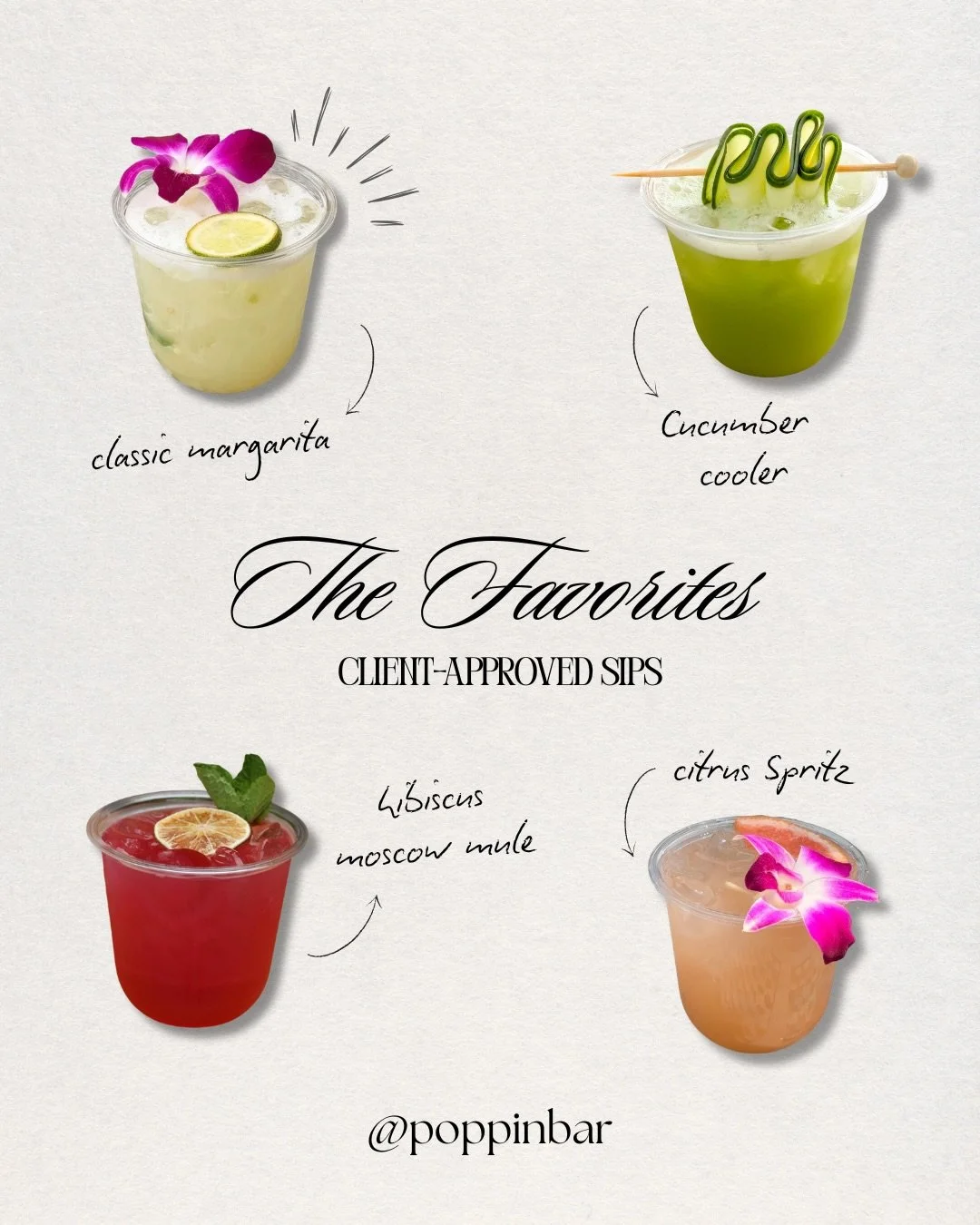 Client-Approved Sips 2.0 🍸

Last year, we started sharing some of the cocktails our clients couldn&rsquo;t get enough of! So, naturally, we had to do it again.

The 2026 season is far from over, but we&rsquo;ve already seen a few sips make their way