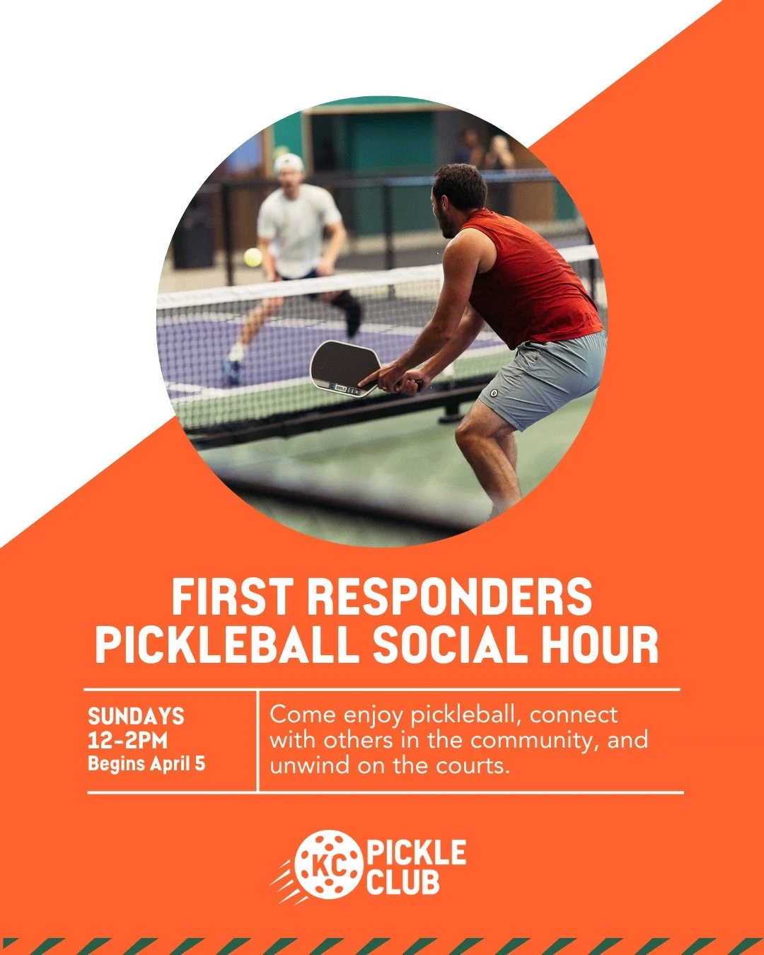 Introducing the First Responders Pickleball Social Hour, beginning April 5!

Join us for an open play session, dedicated to first responders 🙌