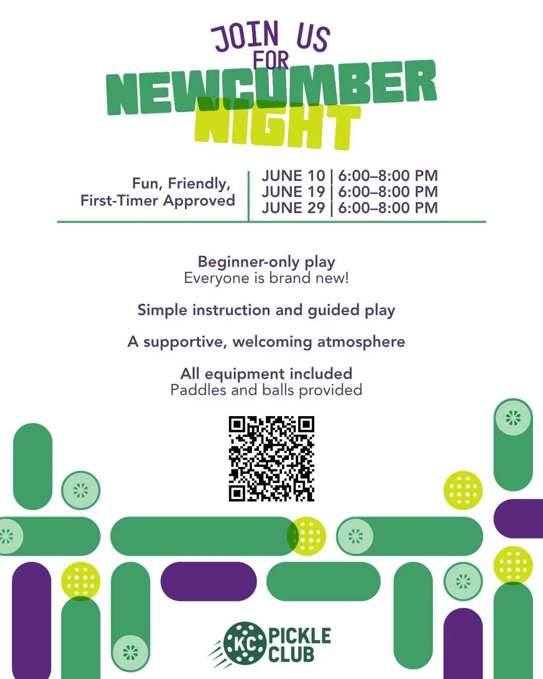 Something for everyone in June. From leagues and tournaments to classes, socials, and special events, the calendar is packed at KC Pickle Club. Scroll through and start making plans.