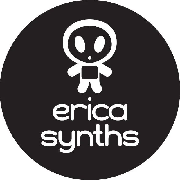 Black circular logo and the text 'erica synths' beneath it.