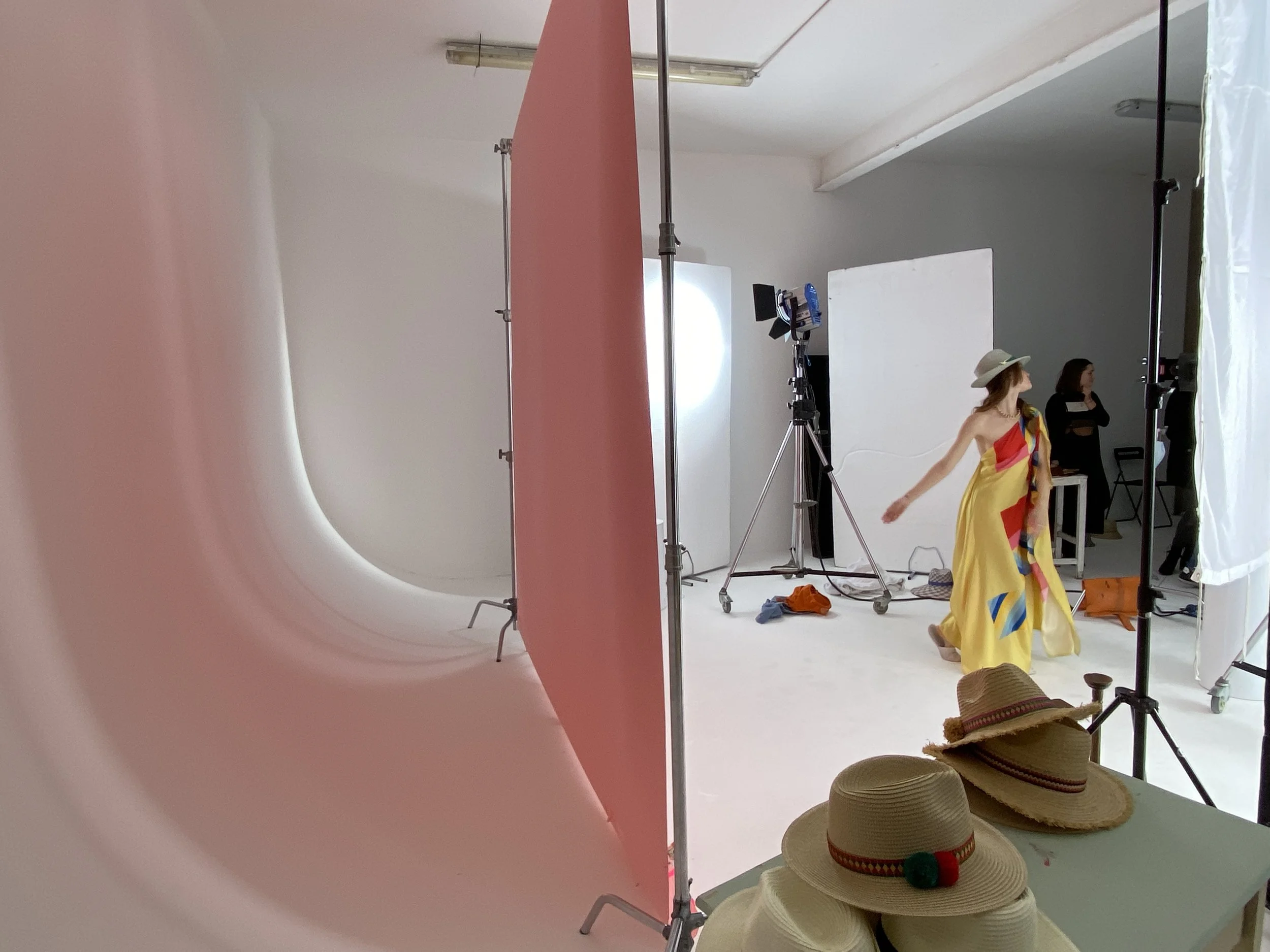 Behind the scenes filming for a Jess Collett Milliner campaign shoot.