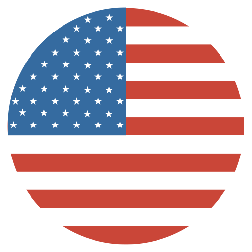 A circular icon featuring the United States flag with stars and stripes.