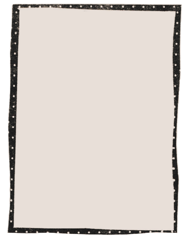 A blank sheet of paper bordered by a black and white polka dot frame.