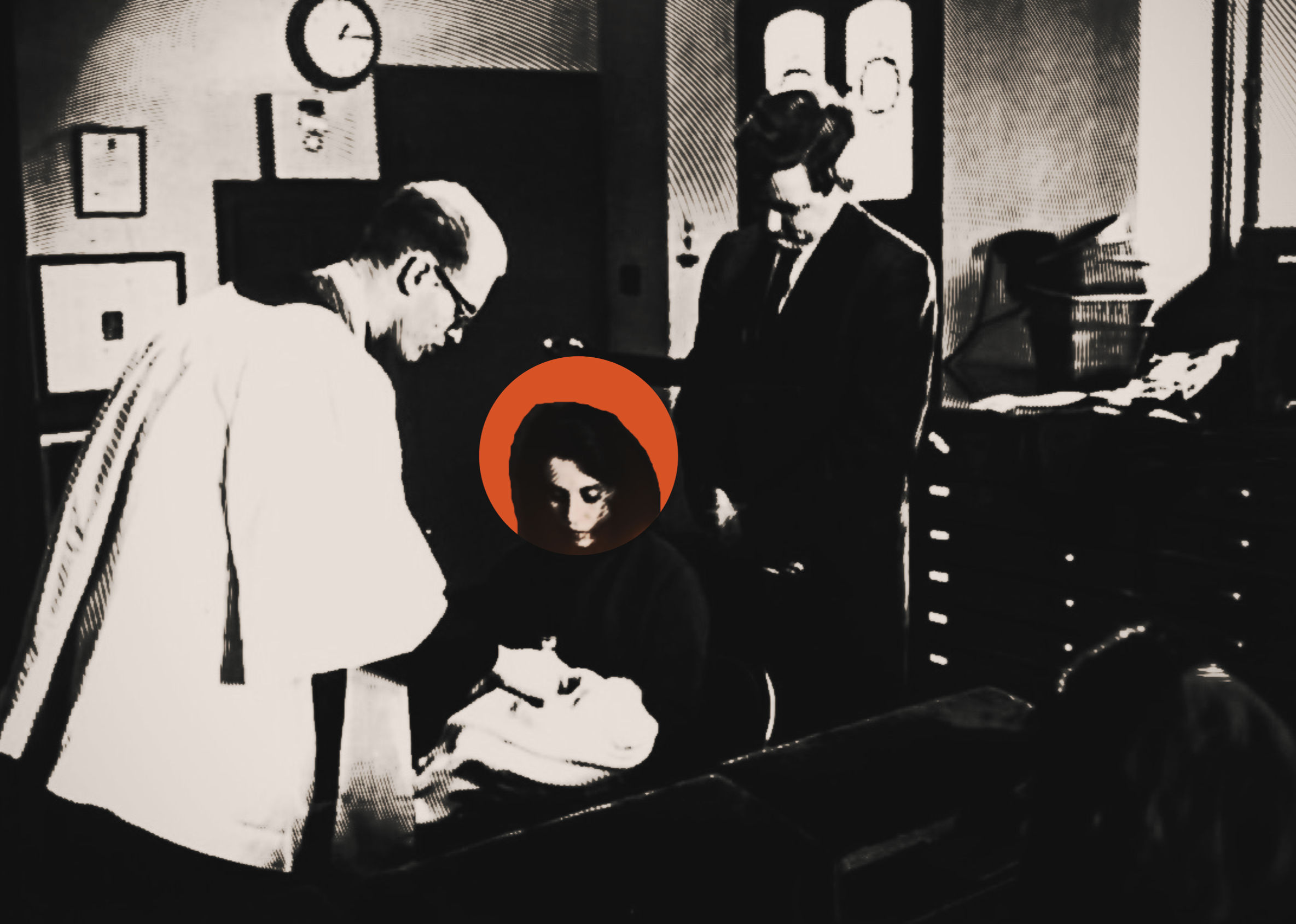 Photo of a baby being blessed by a catholic priest circa 1968