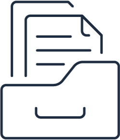 Carpeta con documentos y una hoja con texto.