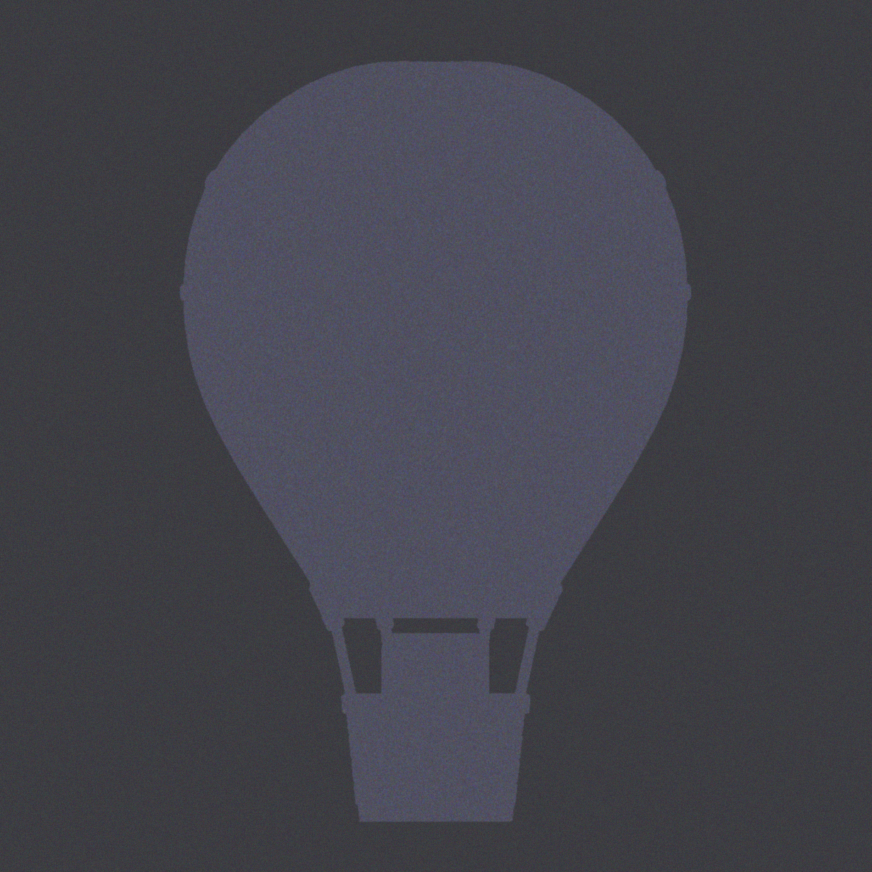 Silhouette of a hot air balloon against a dark sky.