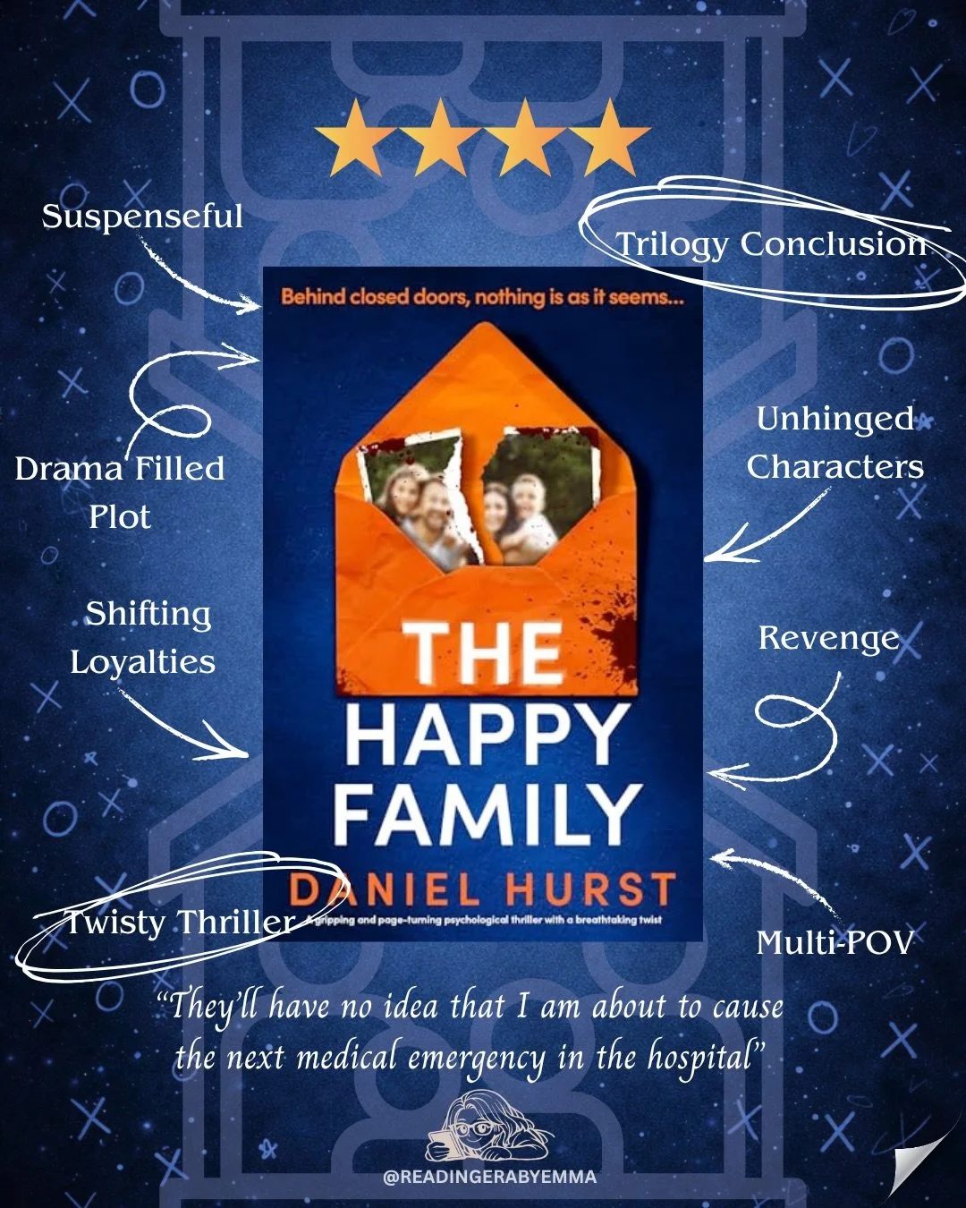 ✨Book Review✨: The Happy Family is an unhinged tale of revenge &amp; family drama 👀📚

🙈 Bad decisions everywhere
💔 Shifting loyalties
👿 Revenge 

The full review is now live at www.readingerabyemma.com 🔗  Release date: 20th April ❤️📚

#bookrev