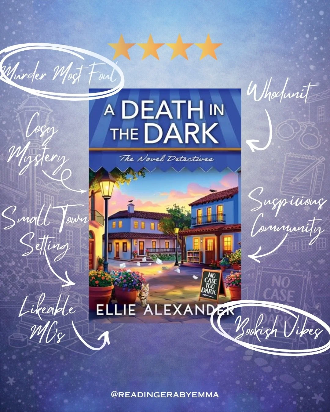 🔎📚 A Death in the Dark by Ellie Alexander was such an enjoyable read.  This one is perfect for those who like:

✨ A cute bookish setup
🕵️&zwj;♀️ The main characters being likeable and cute
🌲 Small town charm
📖 An easy read that&rsquo;s under 300