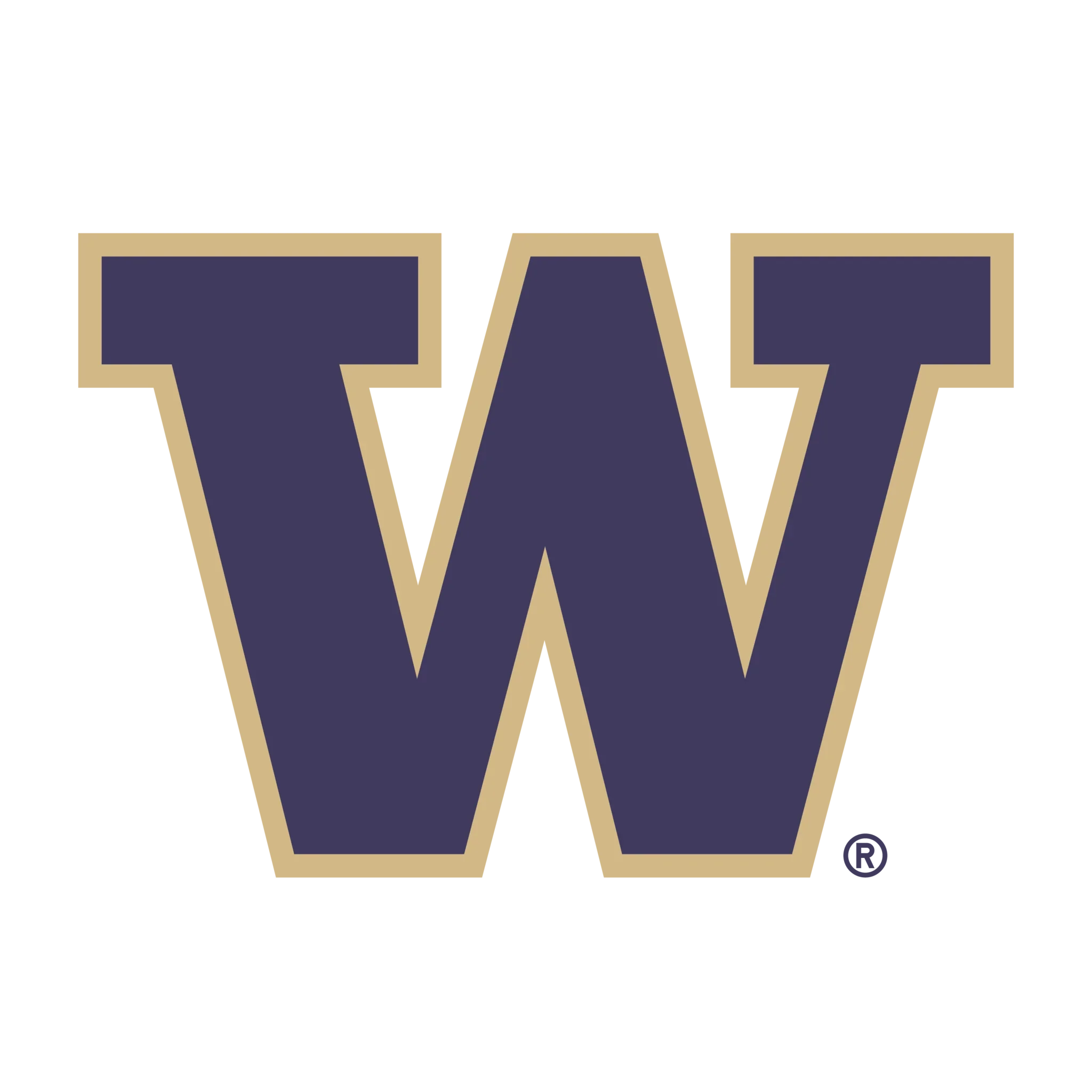 The University of Washington logo featuring a large navy blue letter 'W' outlined in gold.