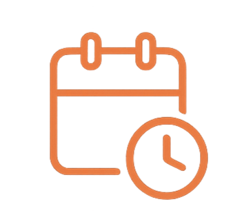 Icon of a calendar with a clock indicating scheduling or time management.