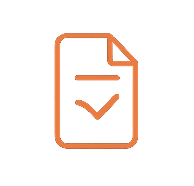 Icon of a document with a checkmark.