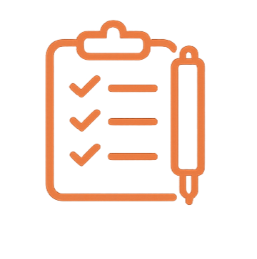 Checklist on a clipboard with a pen, featuring three checked items.