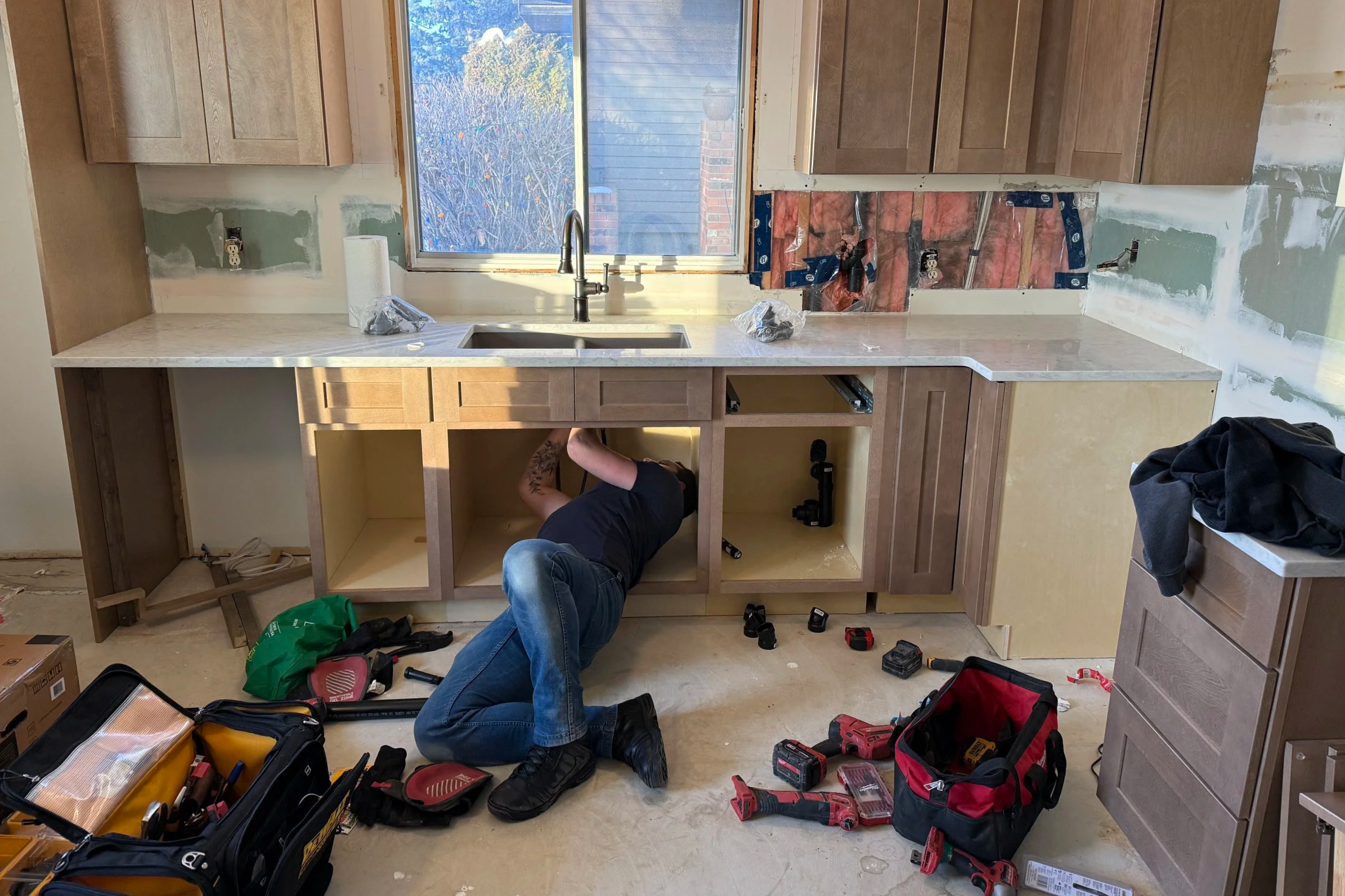 Serenity Valley Plumbing service job, installing sink and drains