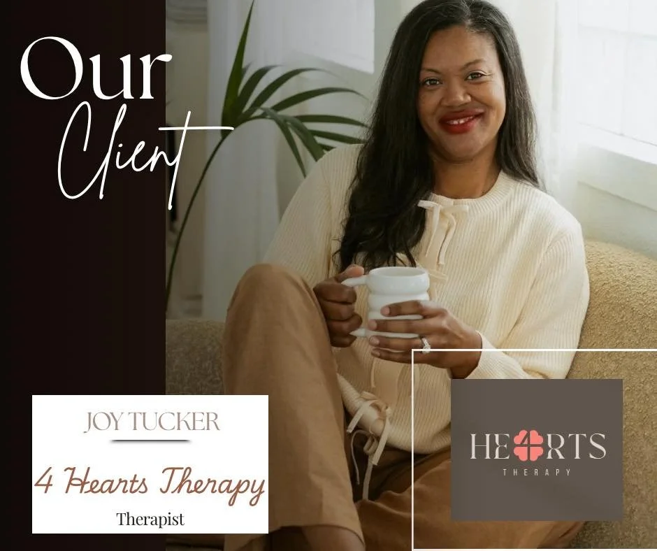 ✨ Client Spotlight ✨

I love celebrating the amazing businesses I get to work with!

Meet Joy Tucker, therapist and owner of 4 Hearts Therapy. ❤️

Joy is passionate about helping individuals and families grow, heal, and reconnect.

&ldquo;As a therap