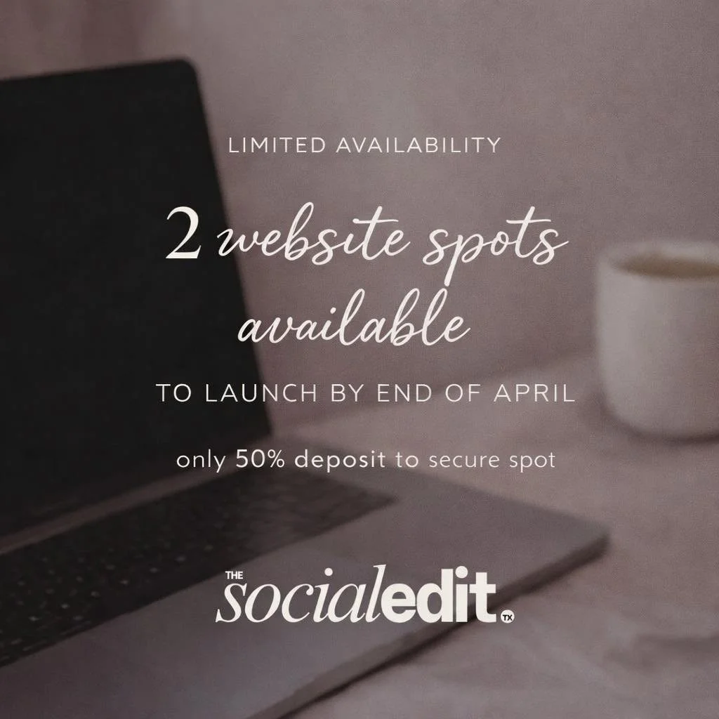 &bull; Only two spots left to launch by April &bull;

Designed for businesses ready to show up online!
Each site is intentionally created to align with your brand.

50% deposit secures your spot.

Reach out for more information ✨

🌐 www.TheSocialEdi