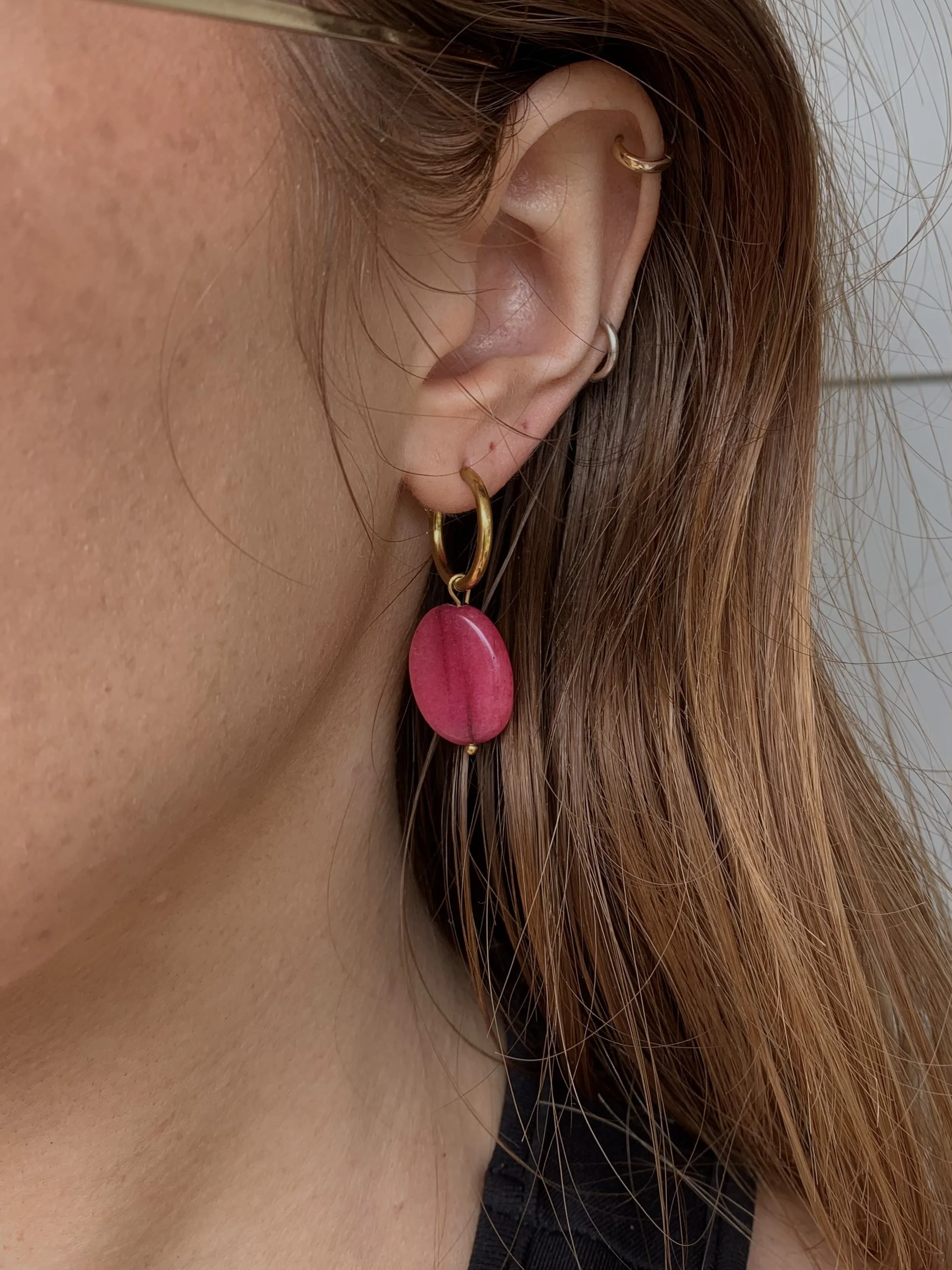 Pink Agate Earrings
