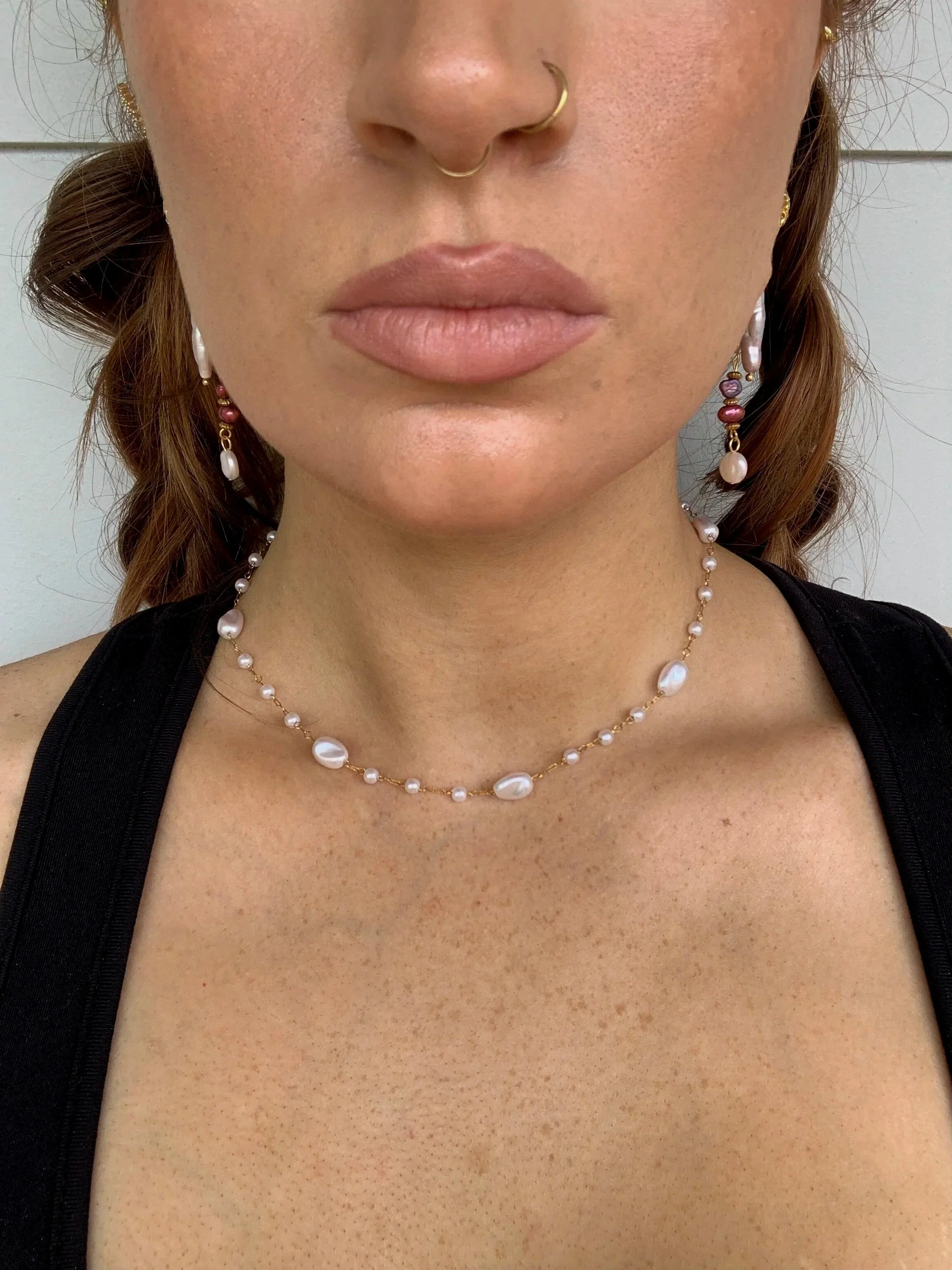 Pearl Choker Necklace | Gold