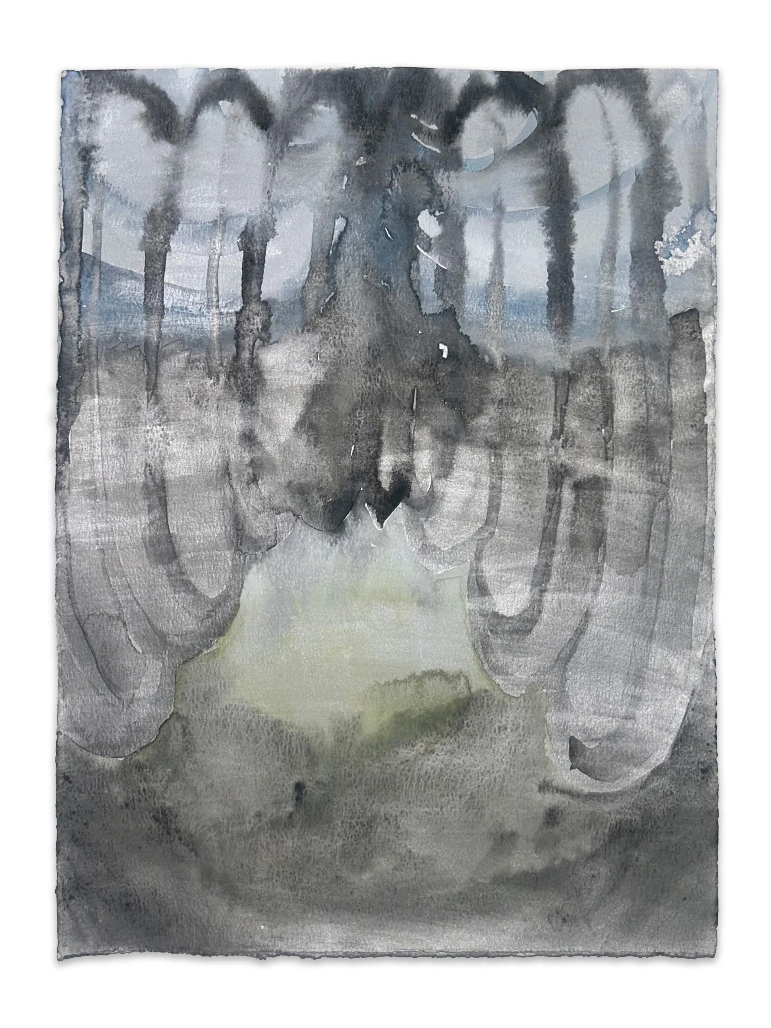 "drain", watercolor and acrylic ink on paper, 12" x 9", 2026