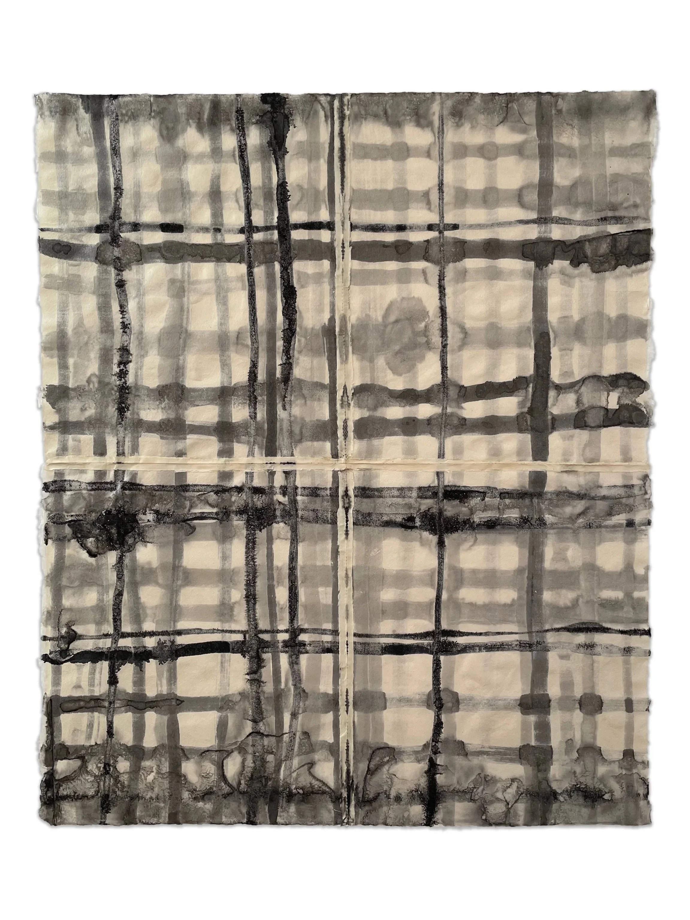 Untitled, ink and machine sewn paper, 16 1/2" x 20", 2021