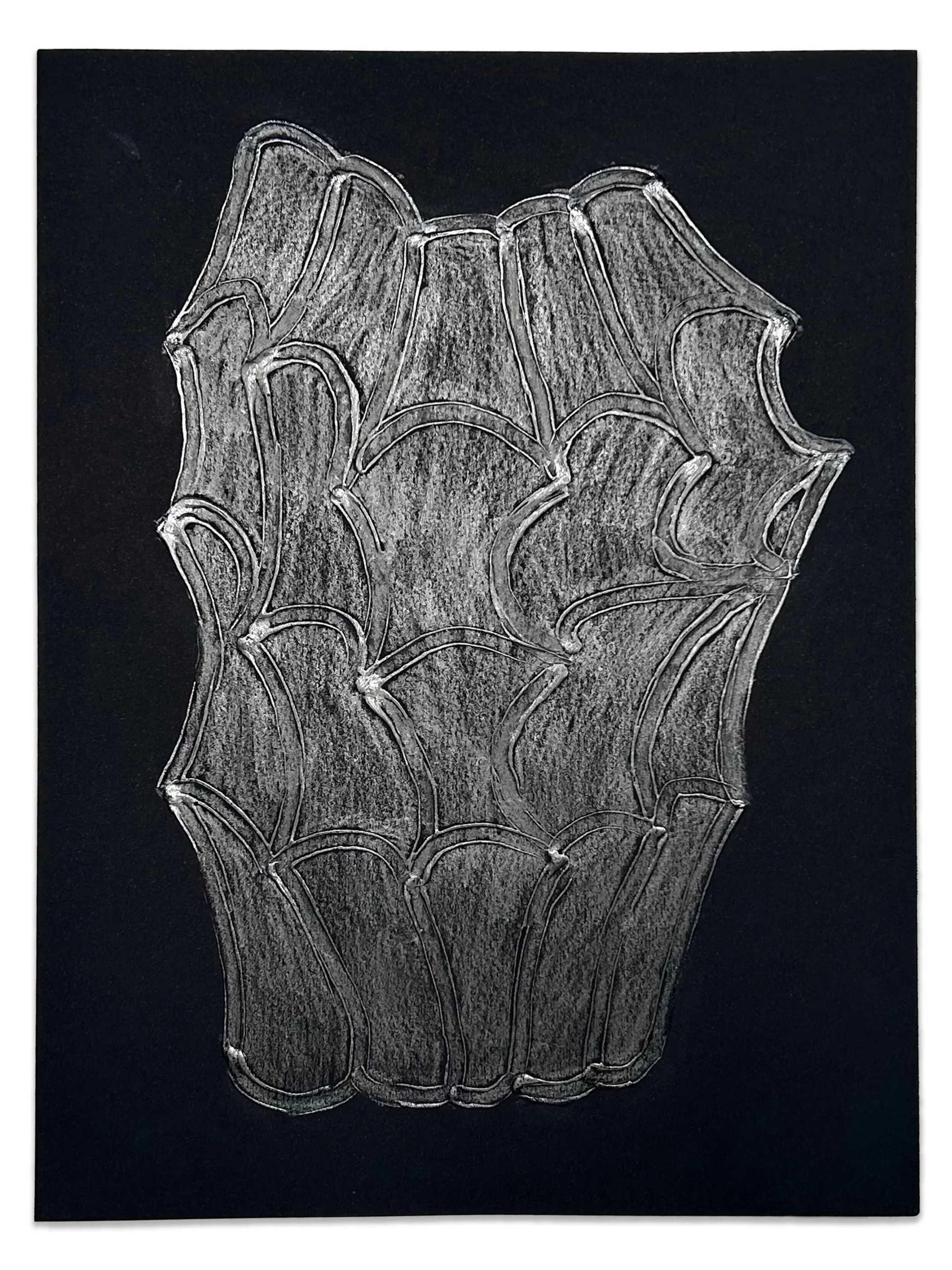 Untitled, graphite and gel medium on paper, 12" x 9", 2023 