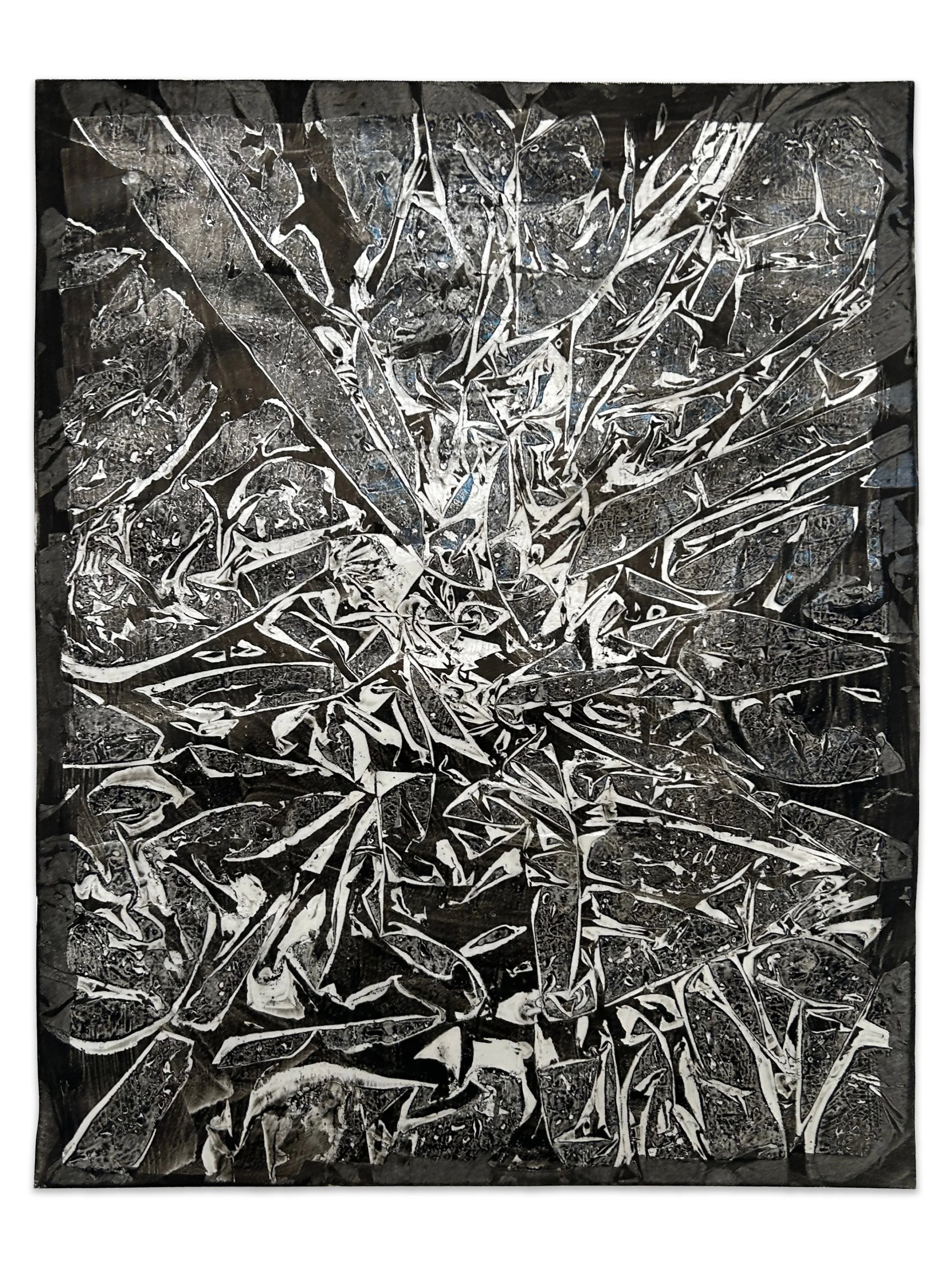 Untitled, ink, gel medium, paper, 14" x 11", 2023