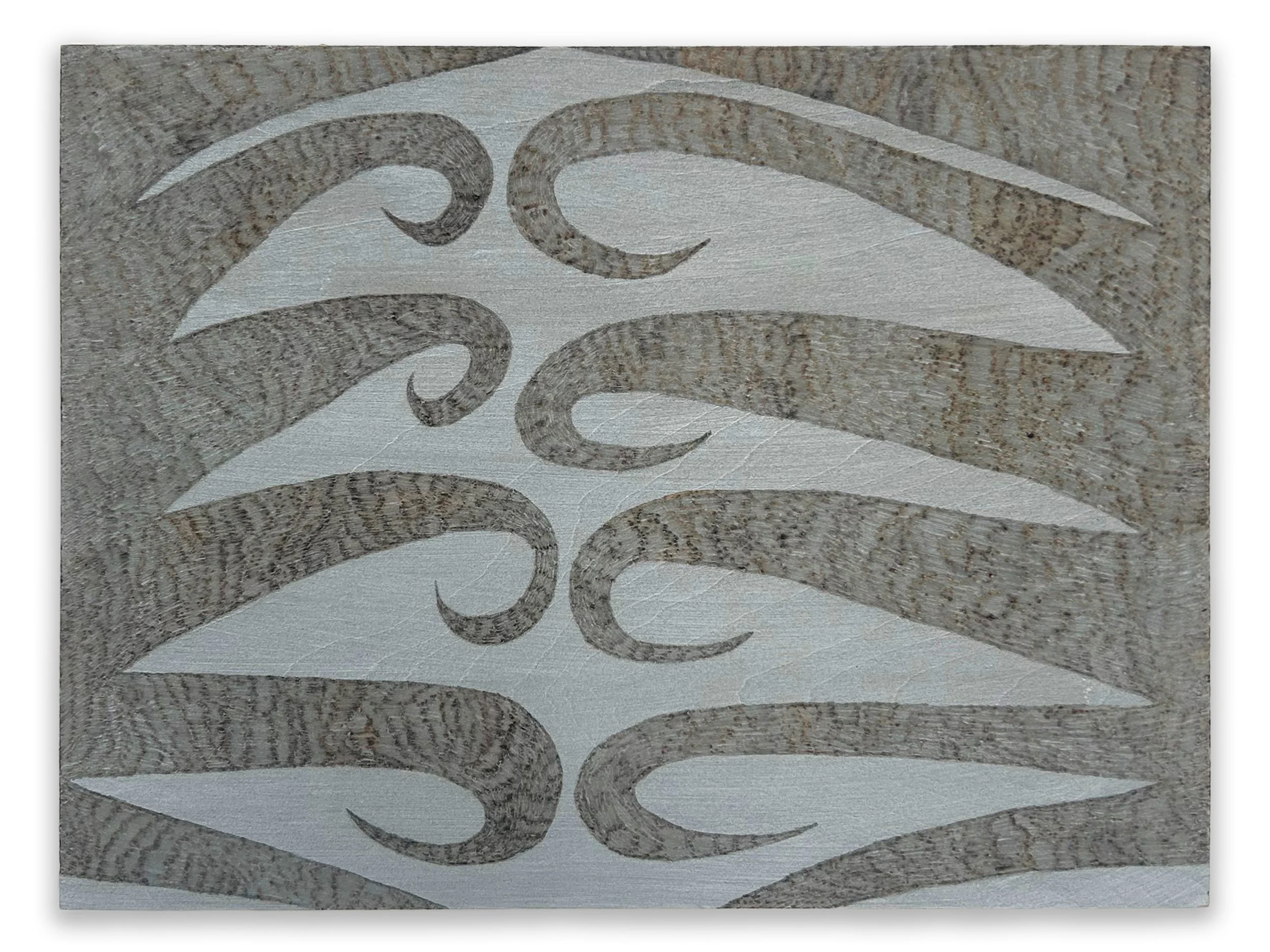 Untitled, pyrography and acrylic ink on wood panel, 11" x 14" x 7/8", 2024