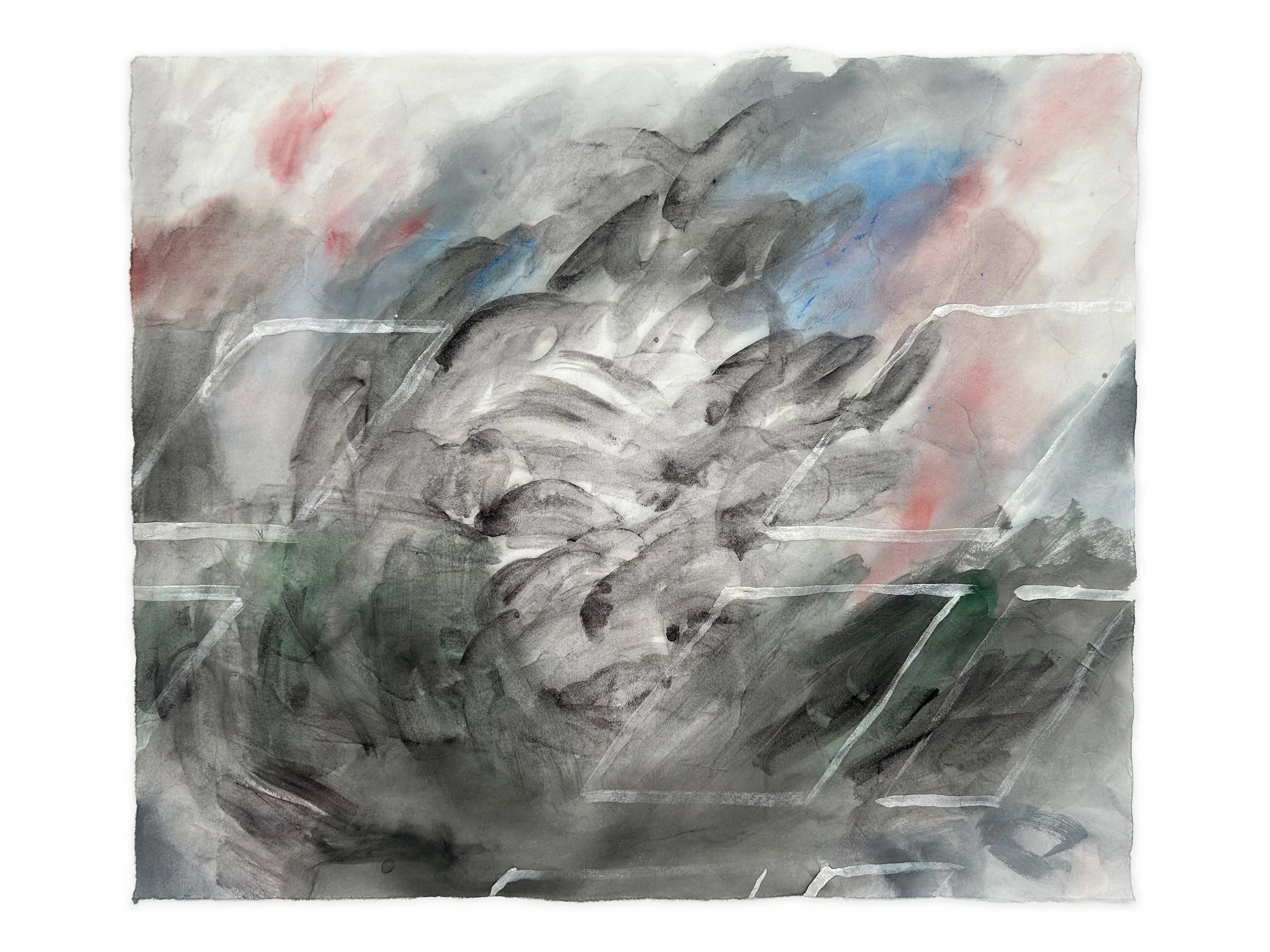 Untitled, watercolor and acrylic ink on paper, 15 3/4" x 19", 2026 