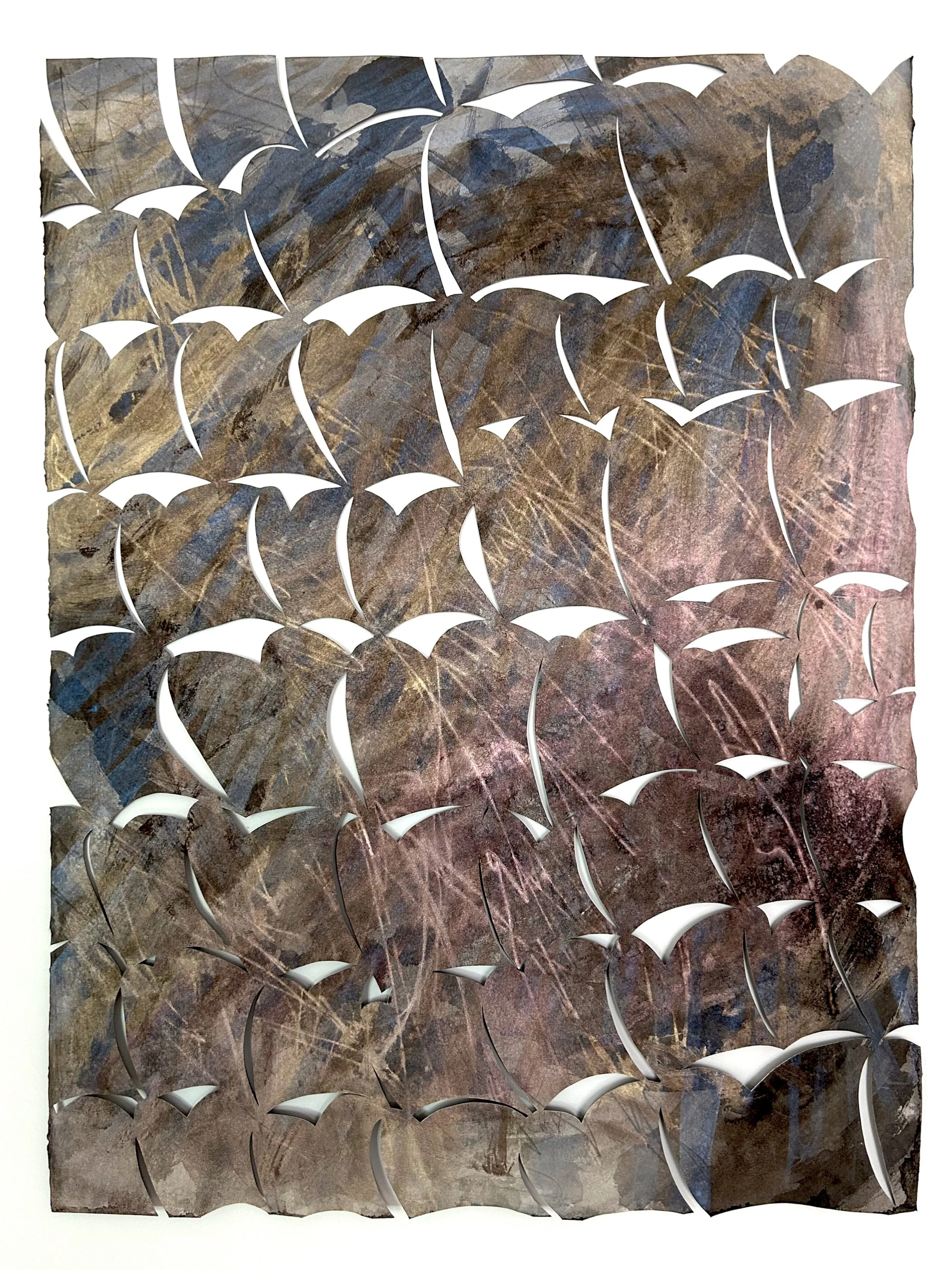 "Shield" graphite, ink, hand-cut paper, 30" x 22", 2023