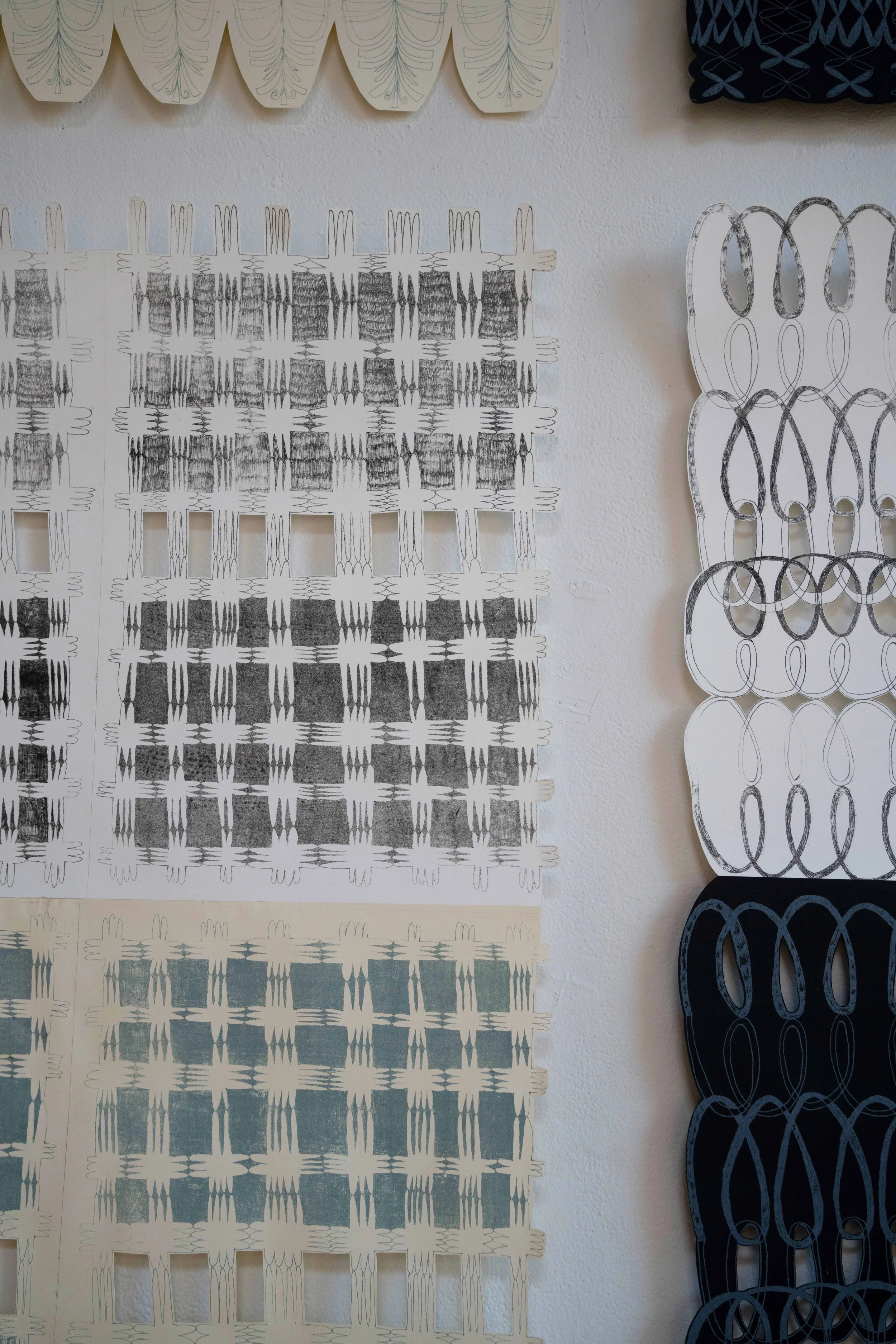 "What is gone and what has left, What is gone and what is left" 6 hand-cut panels, lithography on paper, 108" x 144" x 3/4", 2021