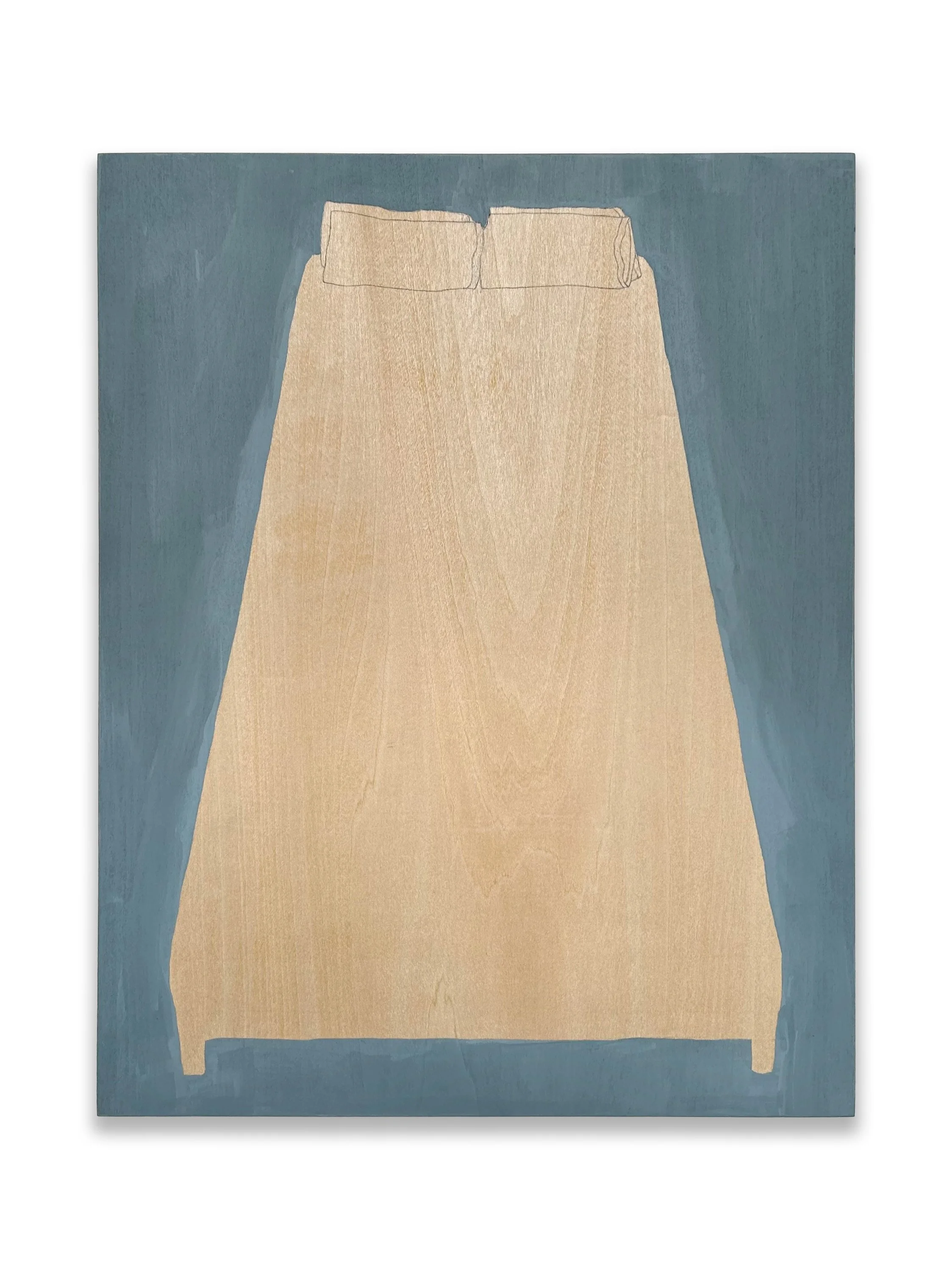 "Headquarters" acrylic and graphite on wood panel, 14" x 11" x 7/8", 2025