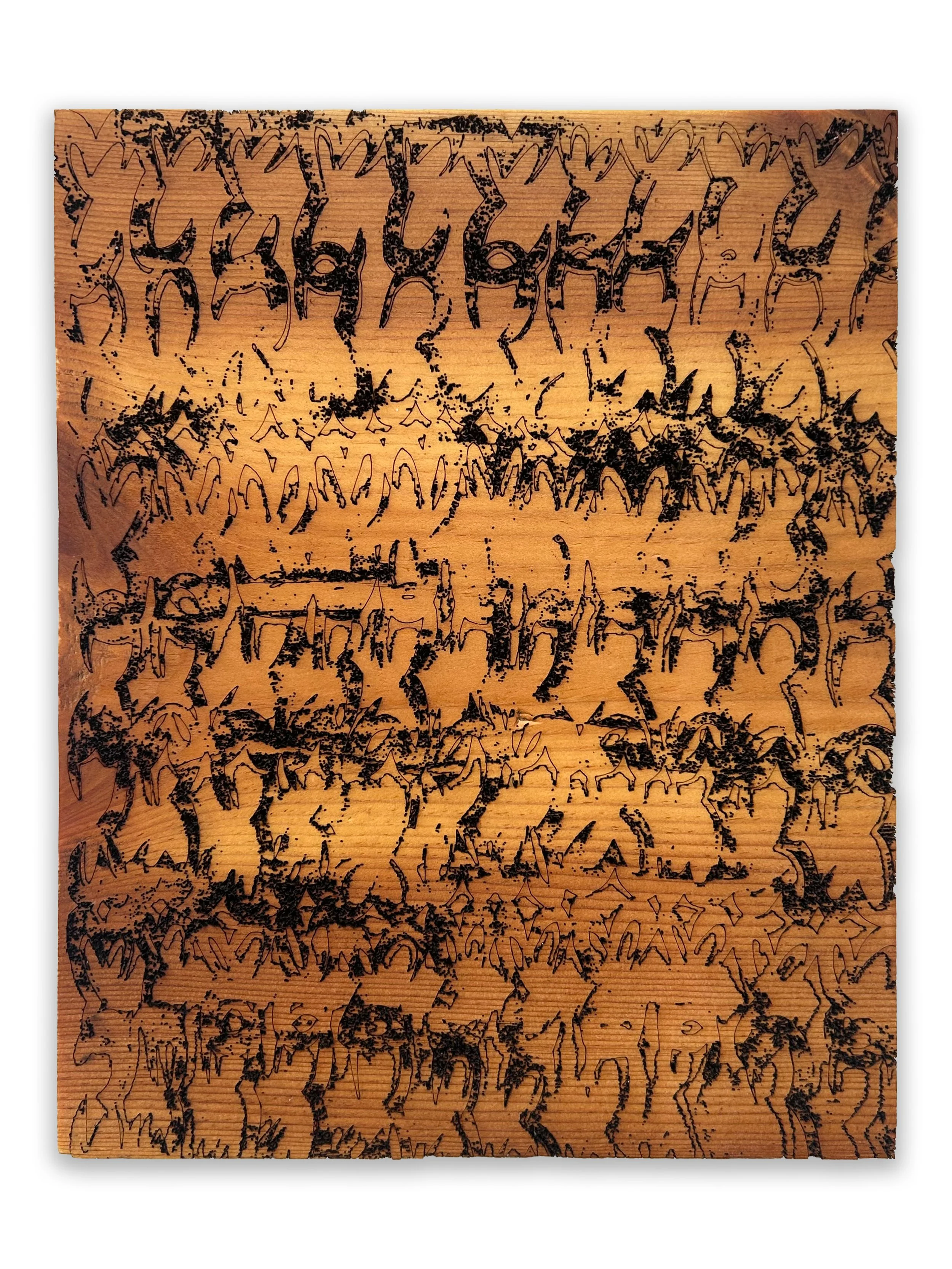 Untitled, laser engraved wood, 10 1/2" x 8 1/5" x 1 1/2", 2026