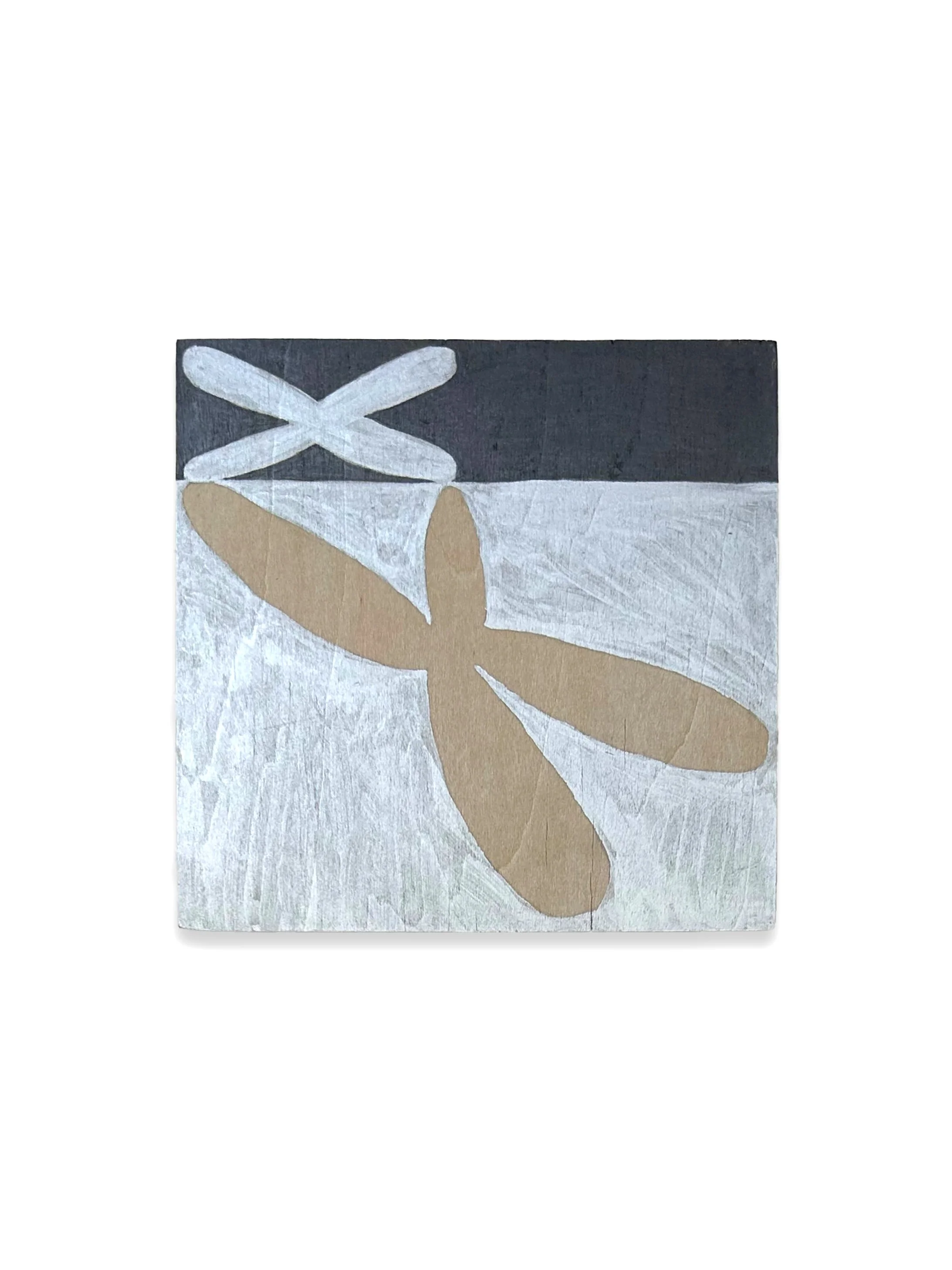 "Shadow play" graphite, and acrylic ink on wood panel, 4" x 4" x 7/8", 2025 