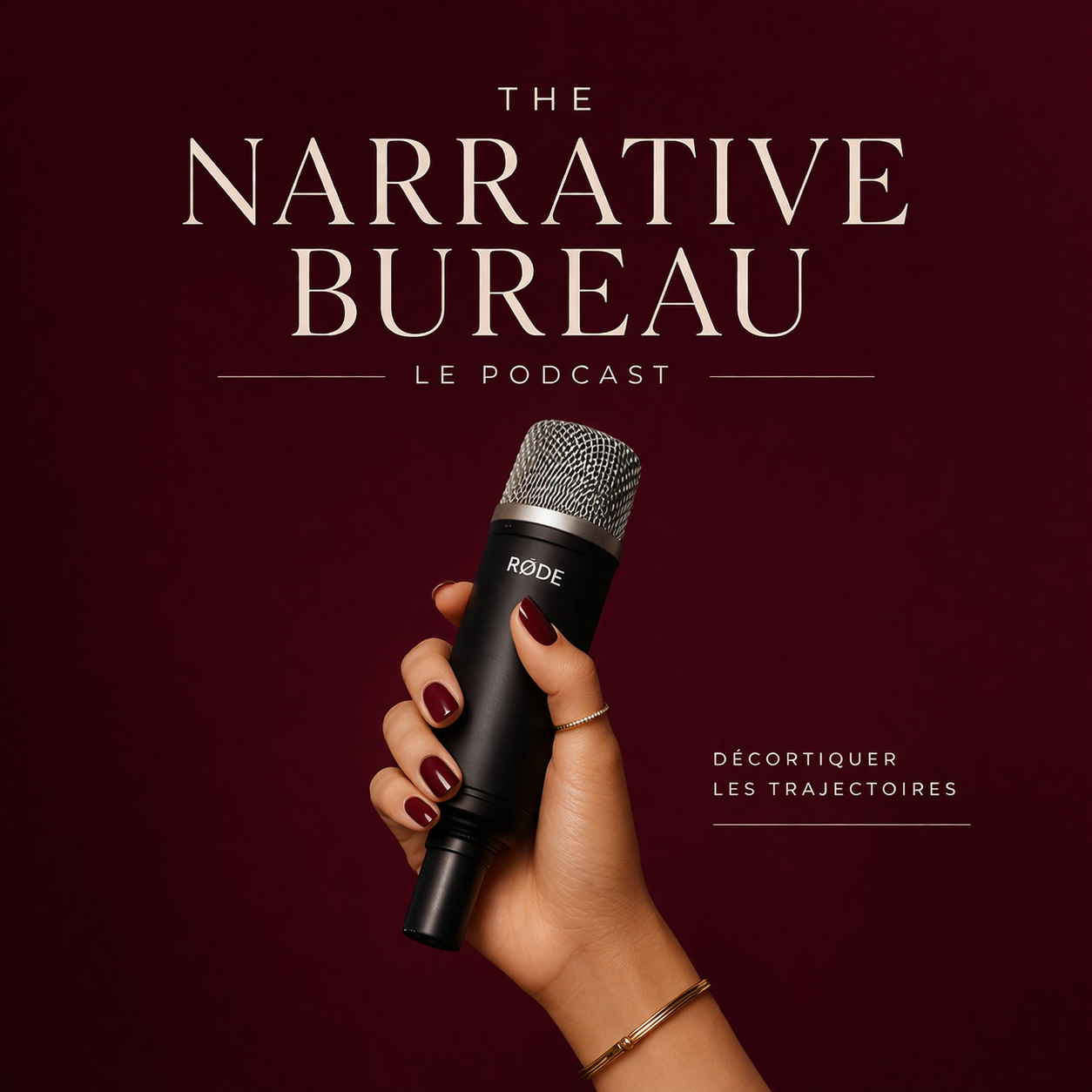 Couverture de podcast bordeau, podcast cover burgundy, avec micro