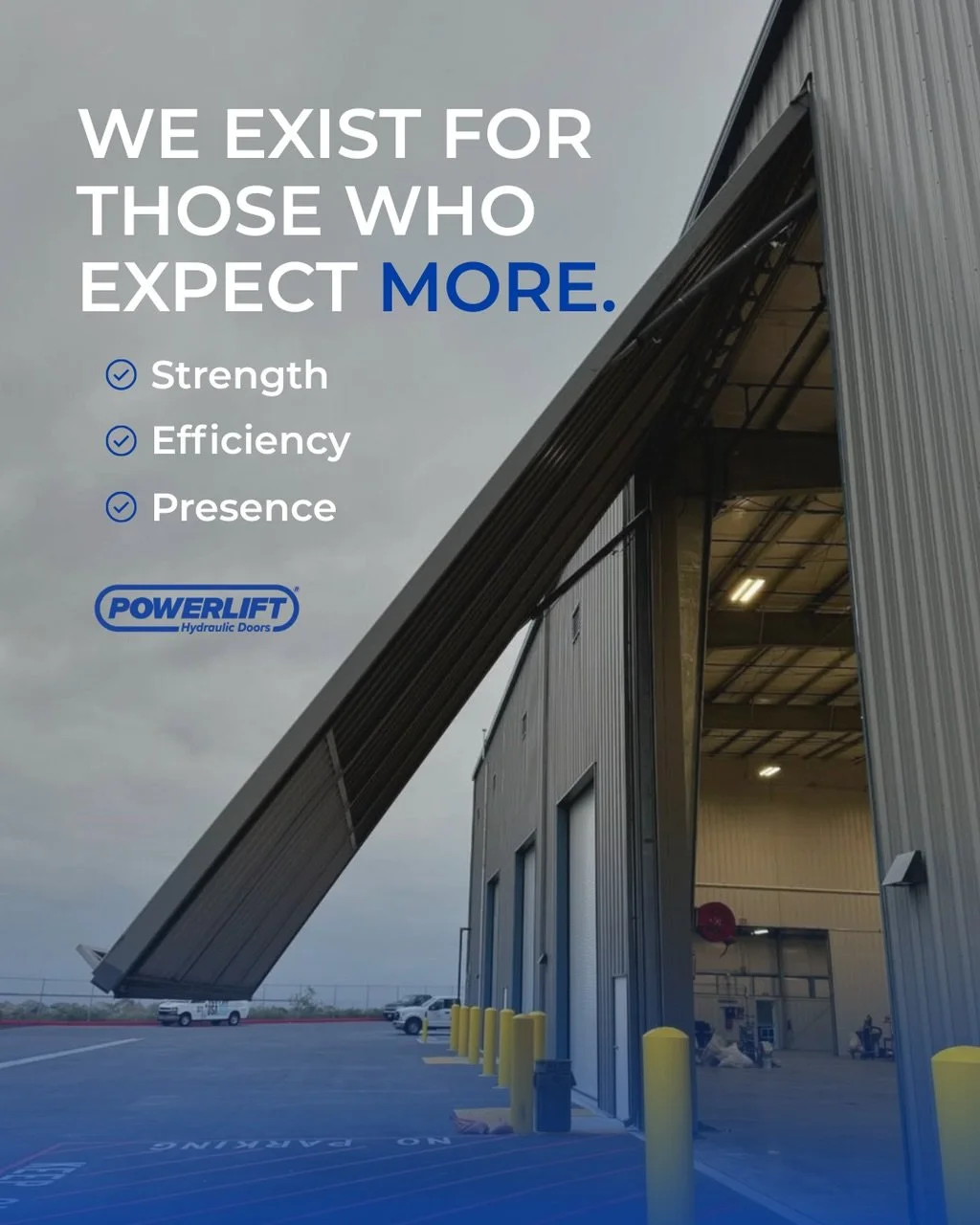 If you&rsquo;re building something serious, you need a door that matches. 💪

Our hydraulic door systems are engineered to outperform traditional overhead doors in durability, efficiency, and long-term reliability. 

Fewer moving parts. Tighter seal.