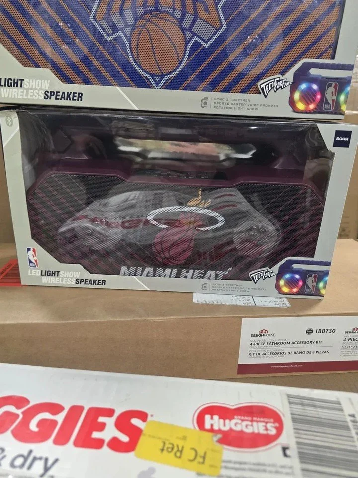 NBA Miami Heat LED Light Show Wireless Bluetooth Speaker – Portable RGB Sound System