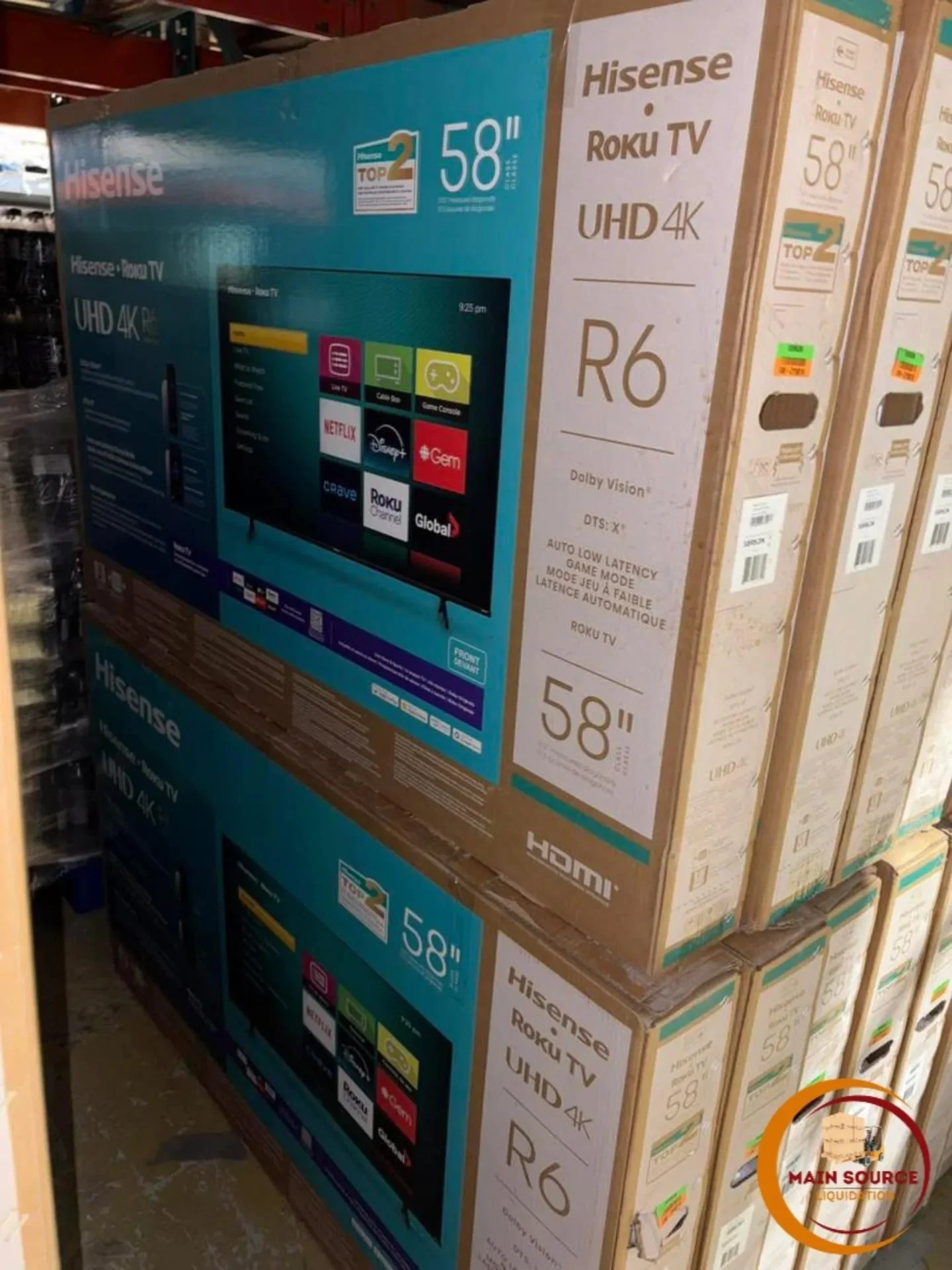 Hisense 58" Roku TV UHD 4K R6 Smart Television Pallet Bulk Wholesale – Brand New Hisense Smart TVs with Dolby Vision & DTS Audio – Liquidation Electronics Pallet for Resellers, Retailers, and B2B Buye