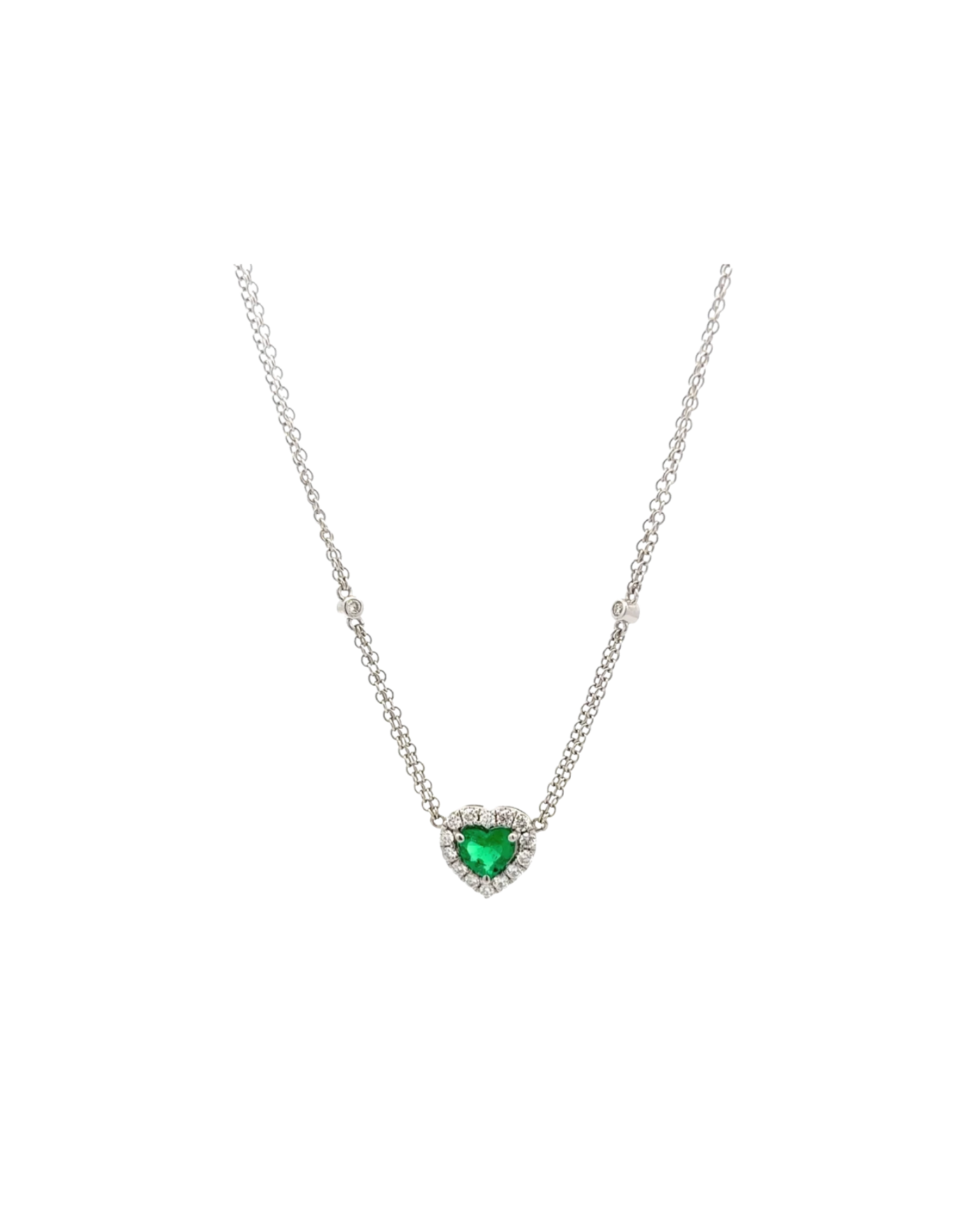Heart Cut Emerald Pendant With Halo