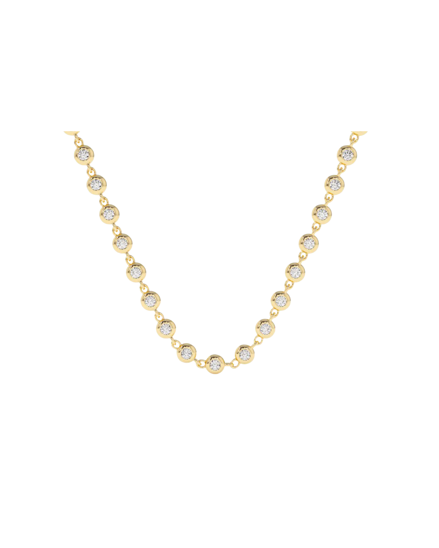 Bezel Set Natural Diamond Necklace
