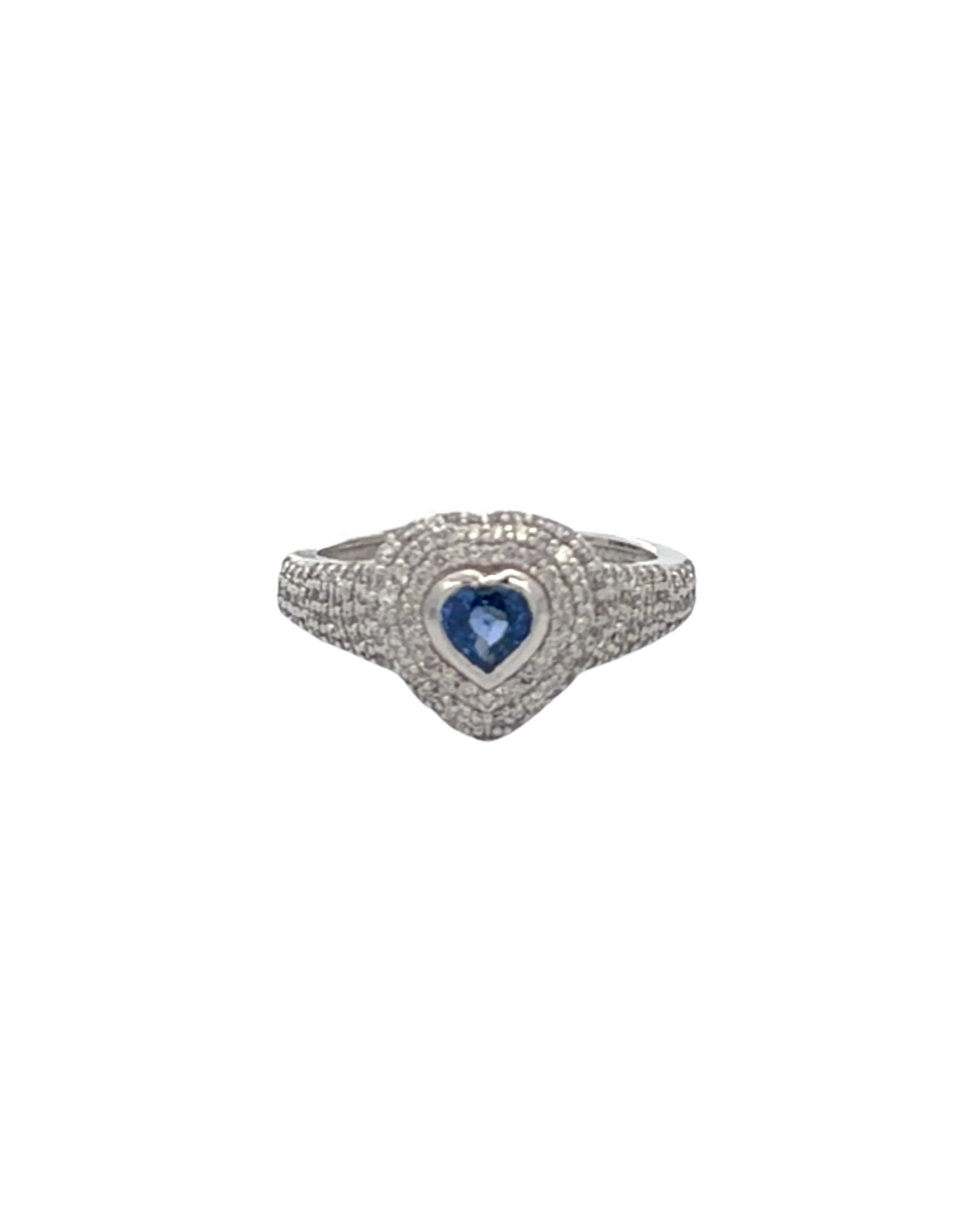 Heart Cut Sapphire Pave Pinky Ring