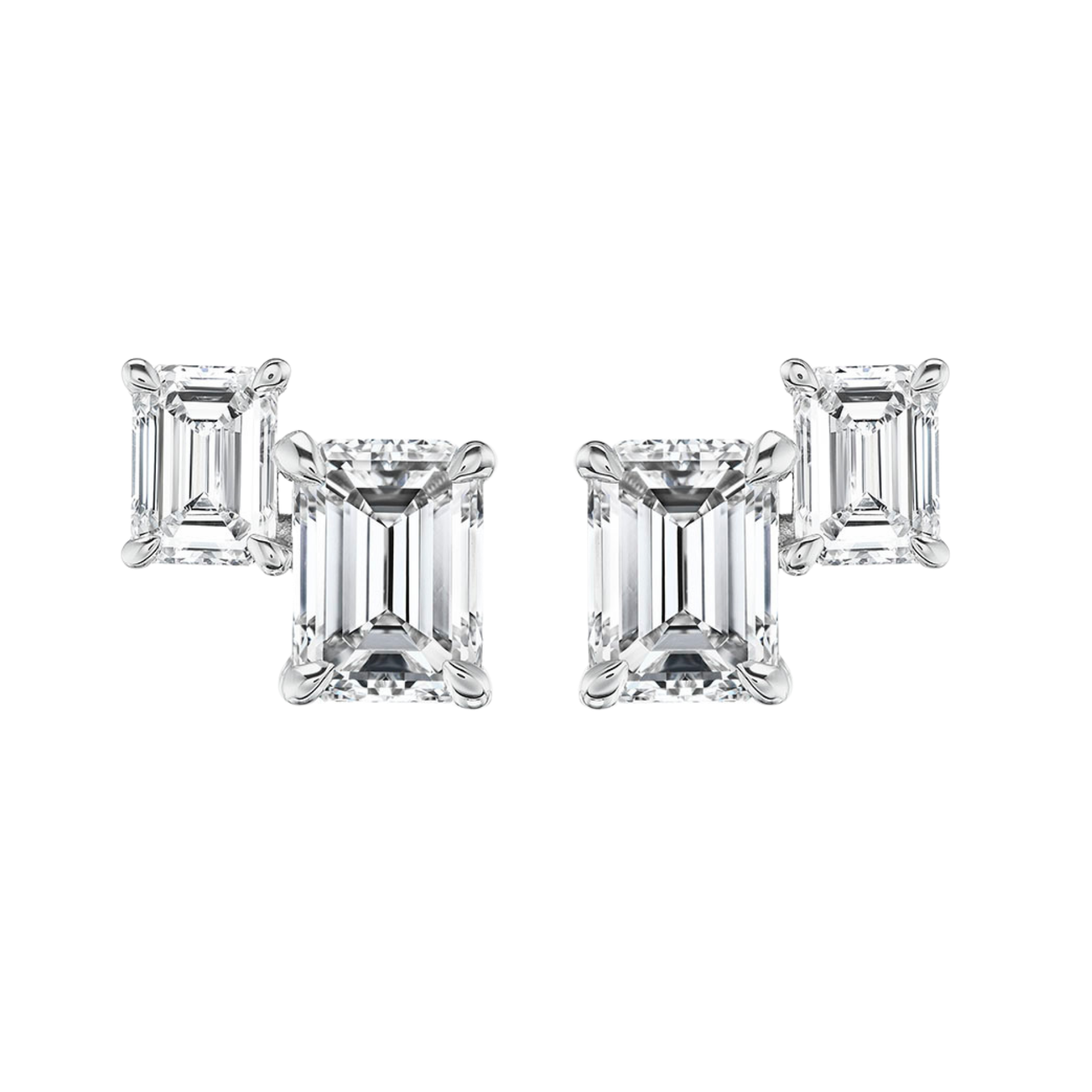 The Alora Double Stone Studs (Emerald Cut)