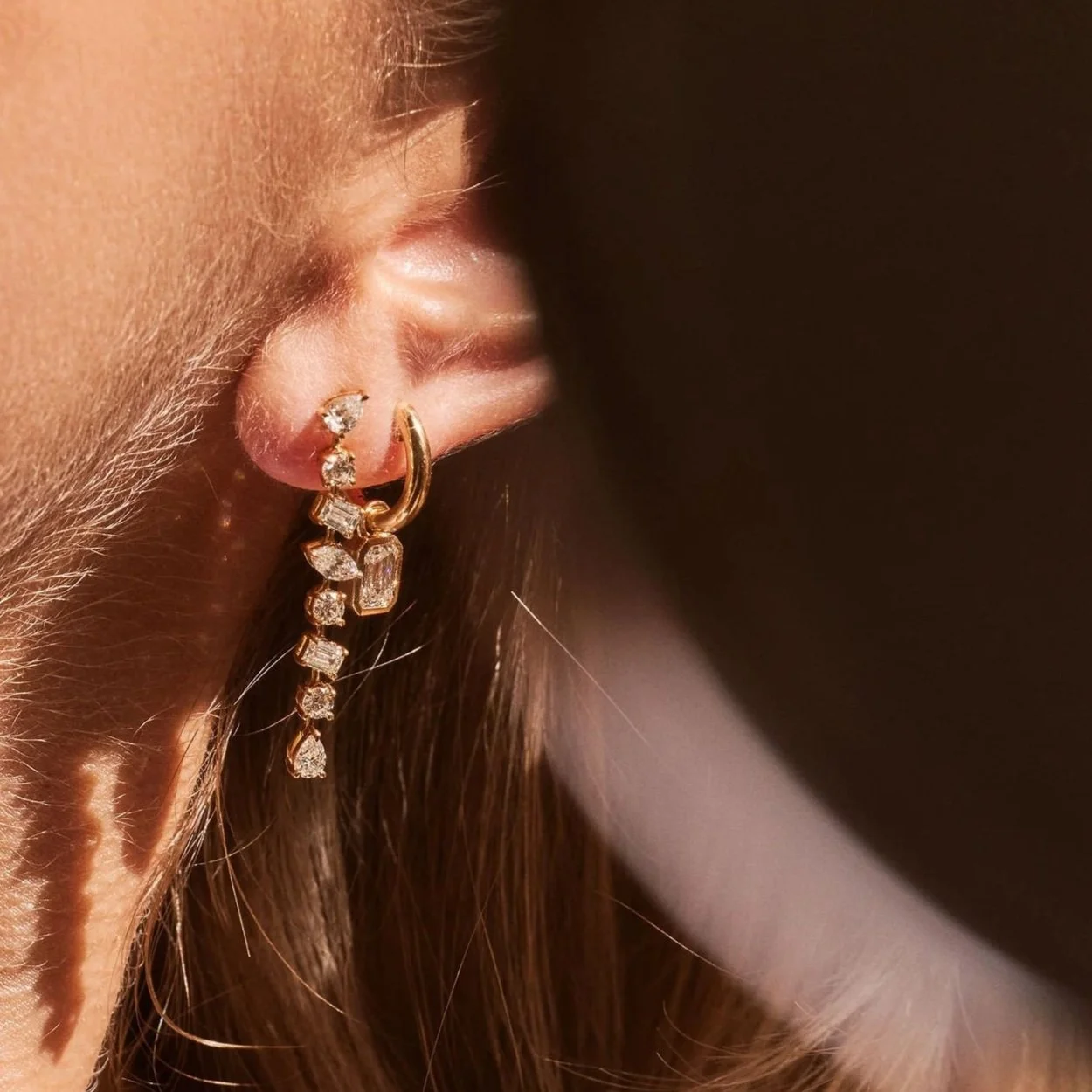 Mixed Cut Drop Earrings