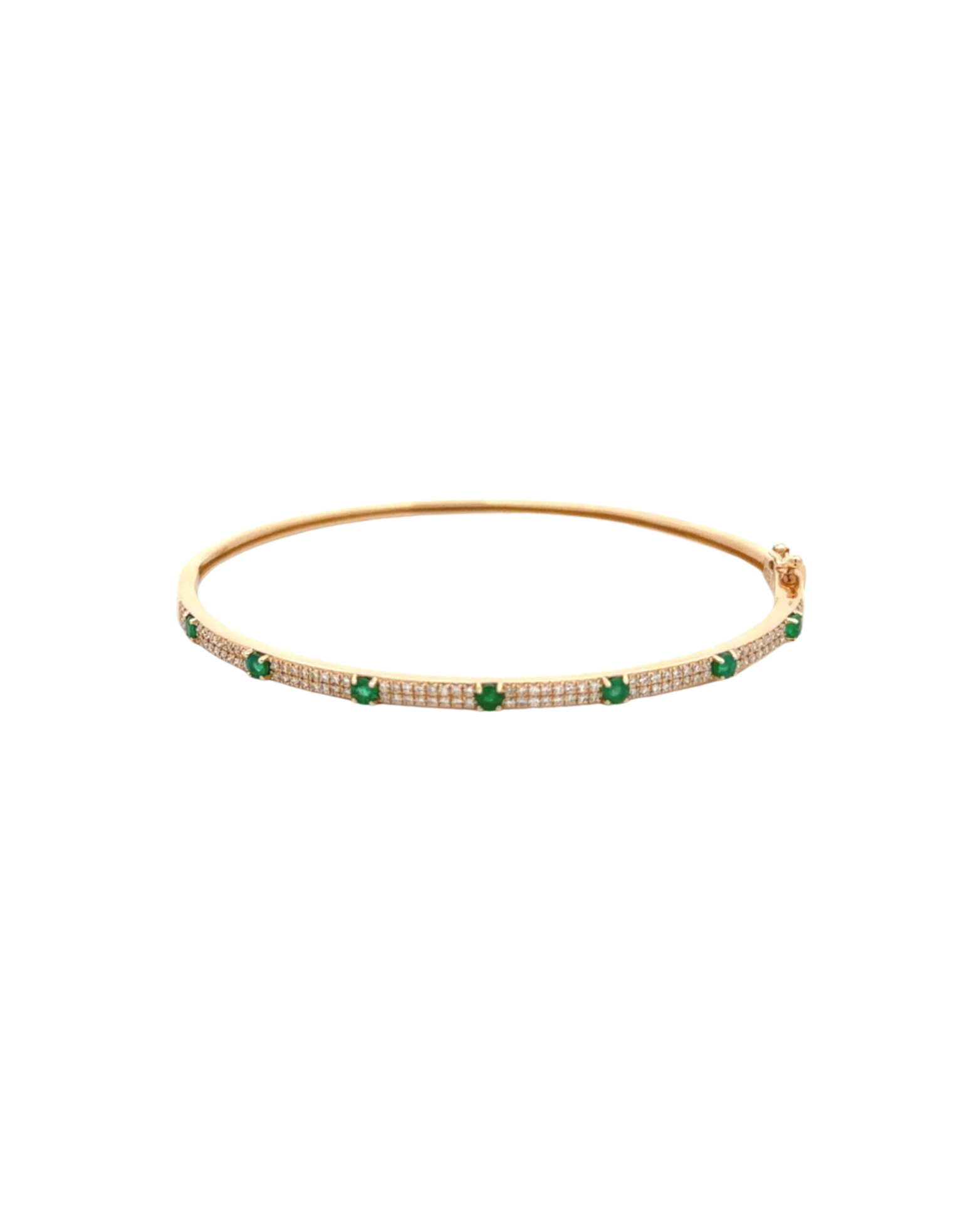 Pave Diamond & Emerald Bangle