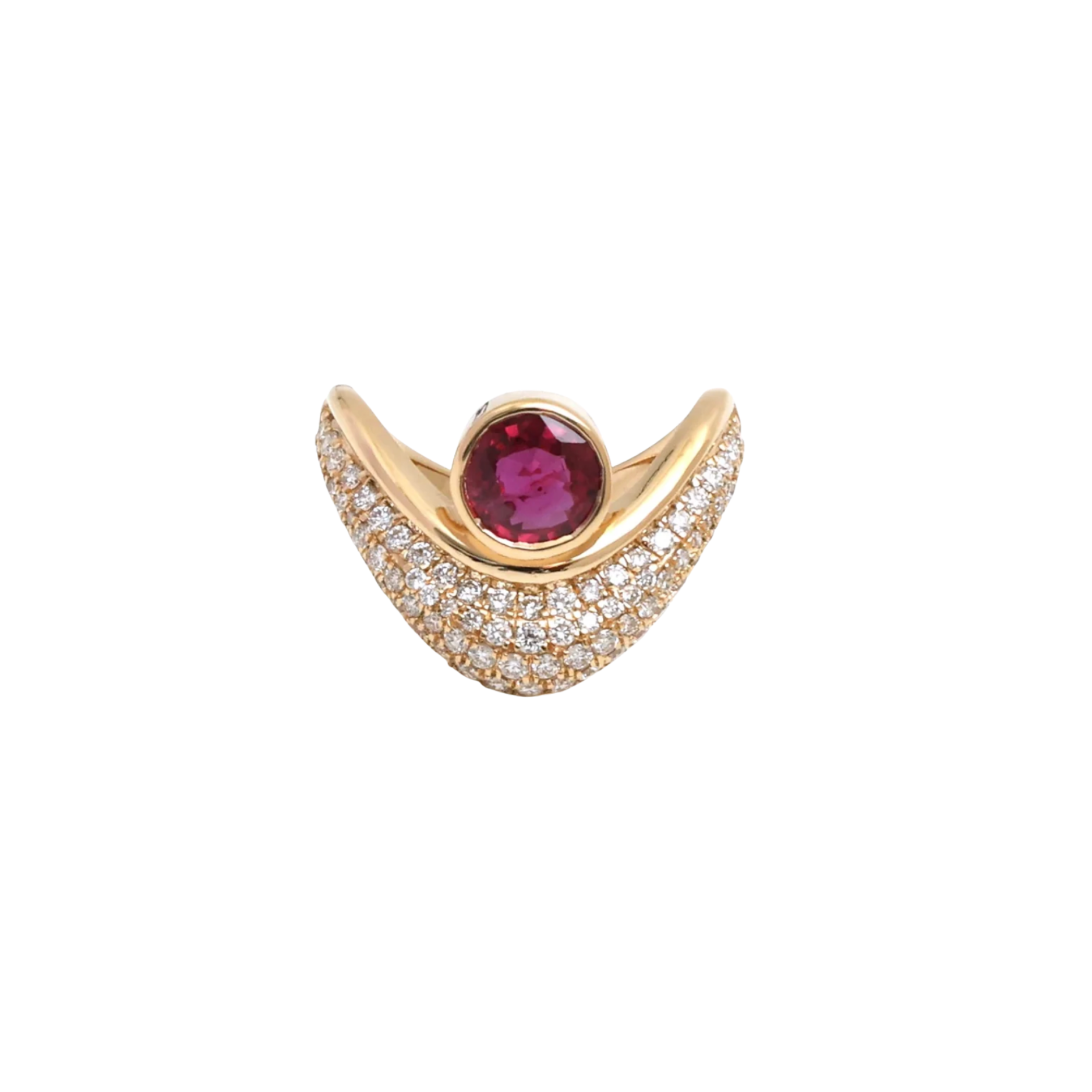 Curved Pave Ruby Pinky Ring