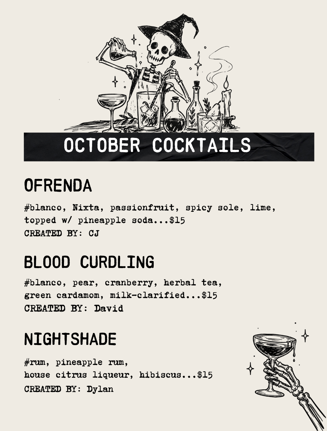 August Specials Menu