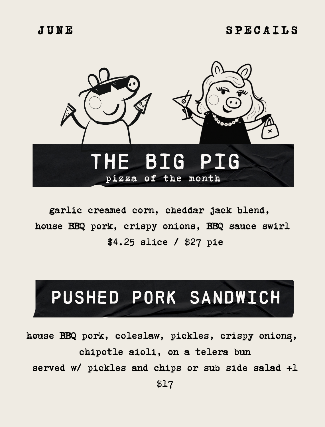 March Specials Menu