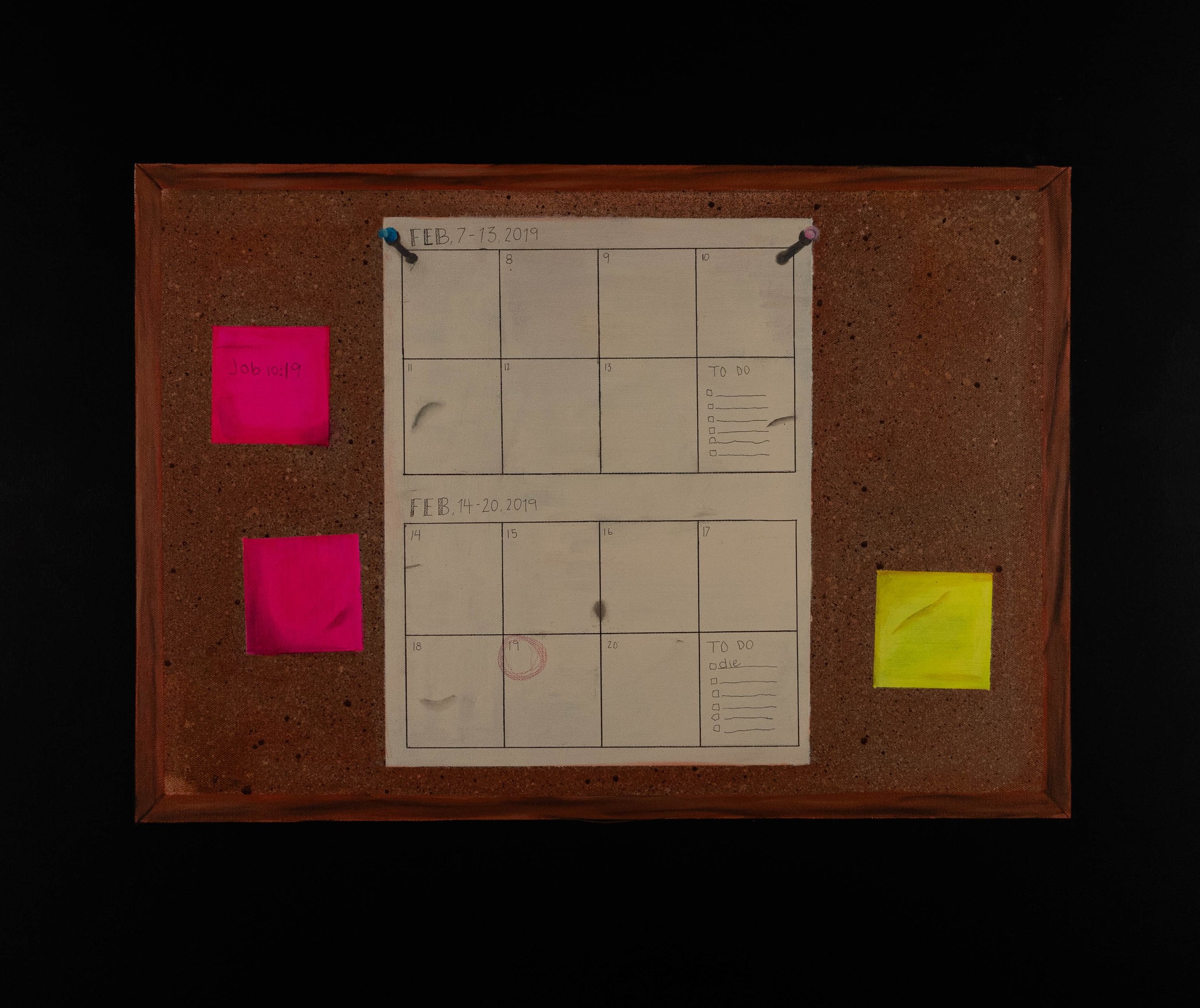 February's to do list
(2024)
acrylic, oil, graphite and marker on canvas
36"x36"
